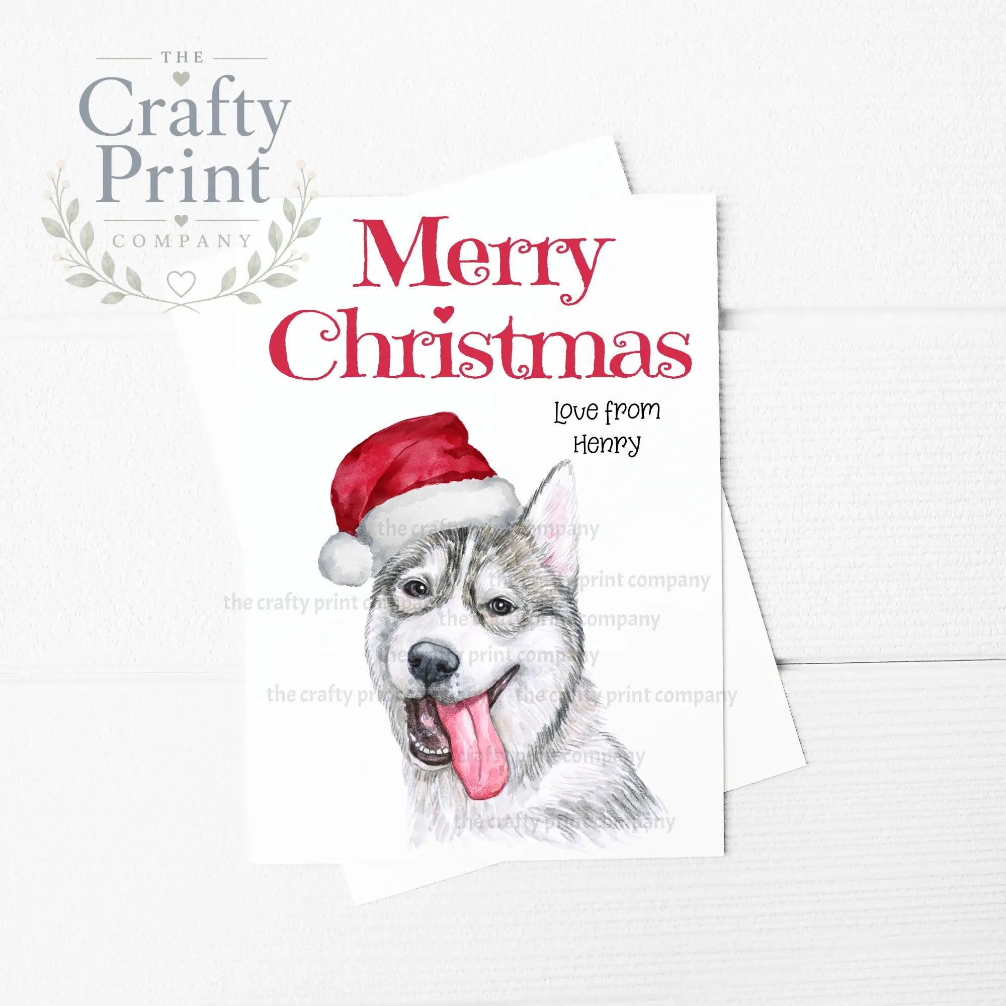 Merry Christmas Husky A5 Card - Greeting & Note Cards