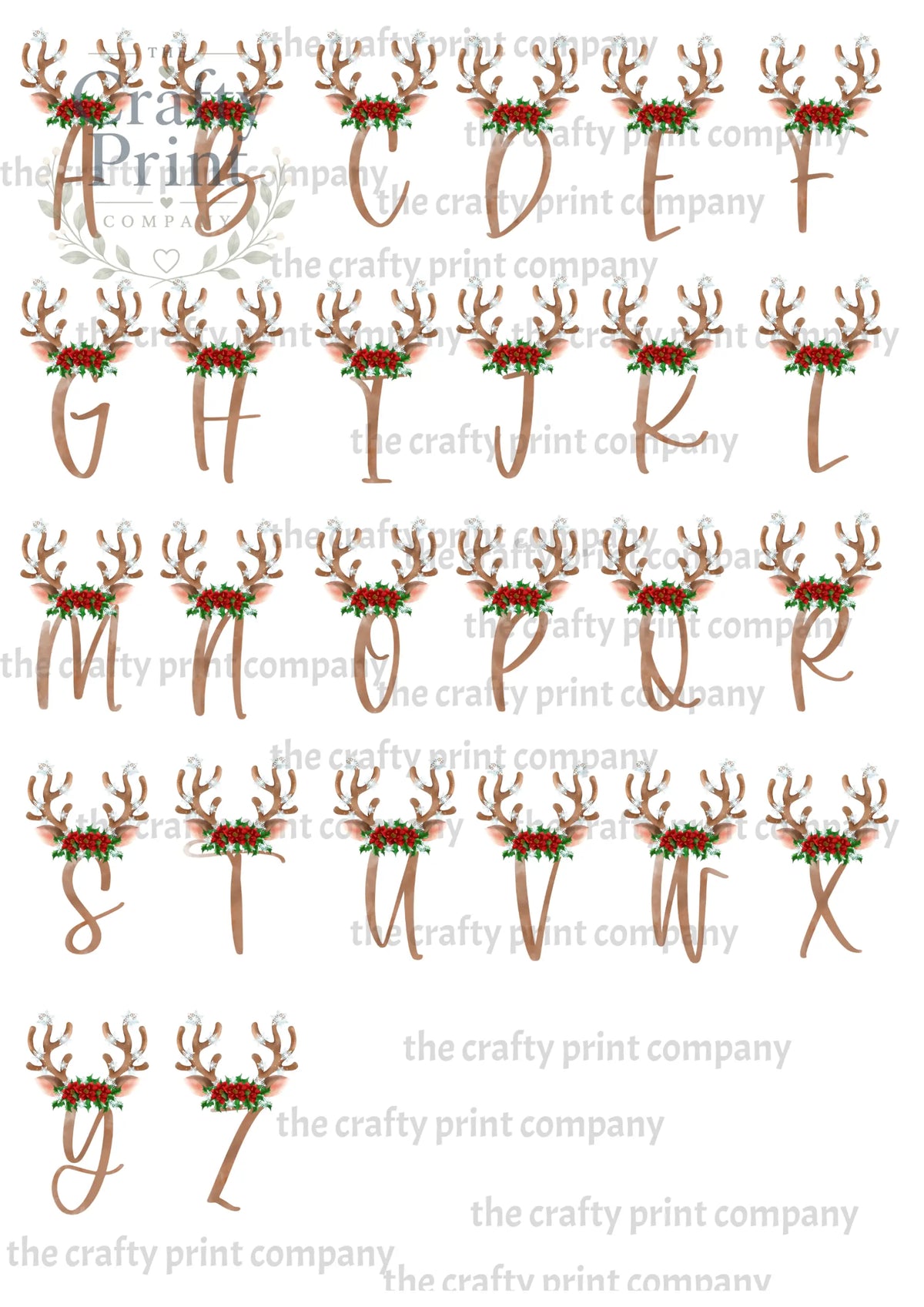 Merry Christmas Reindeer Antler Printed Sticker
