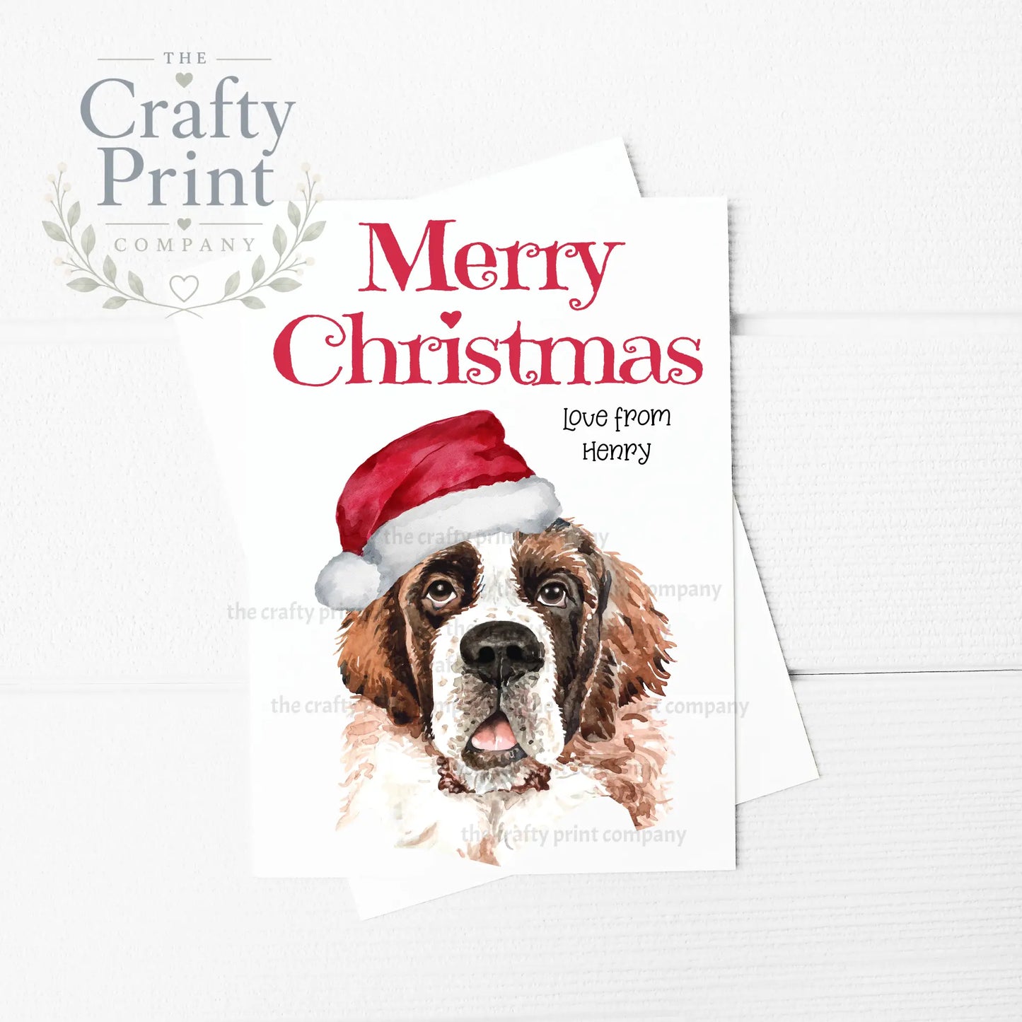 Merry Christmas St Bernard A5 Card - Greeting & Note Cards