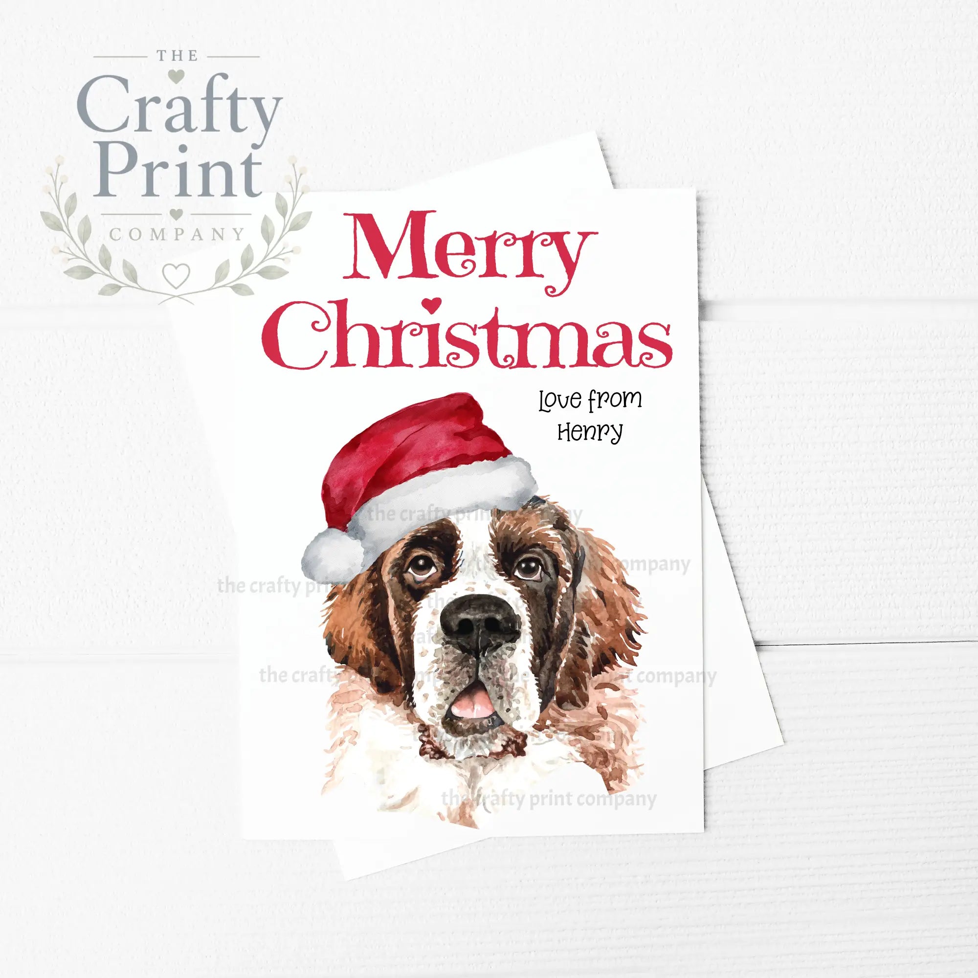 Merry Christmas St Bernard A5 Card - Greeting & Note Cards