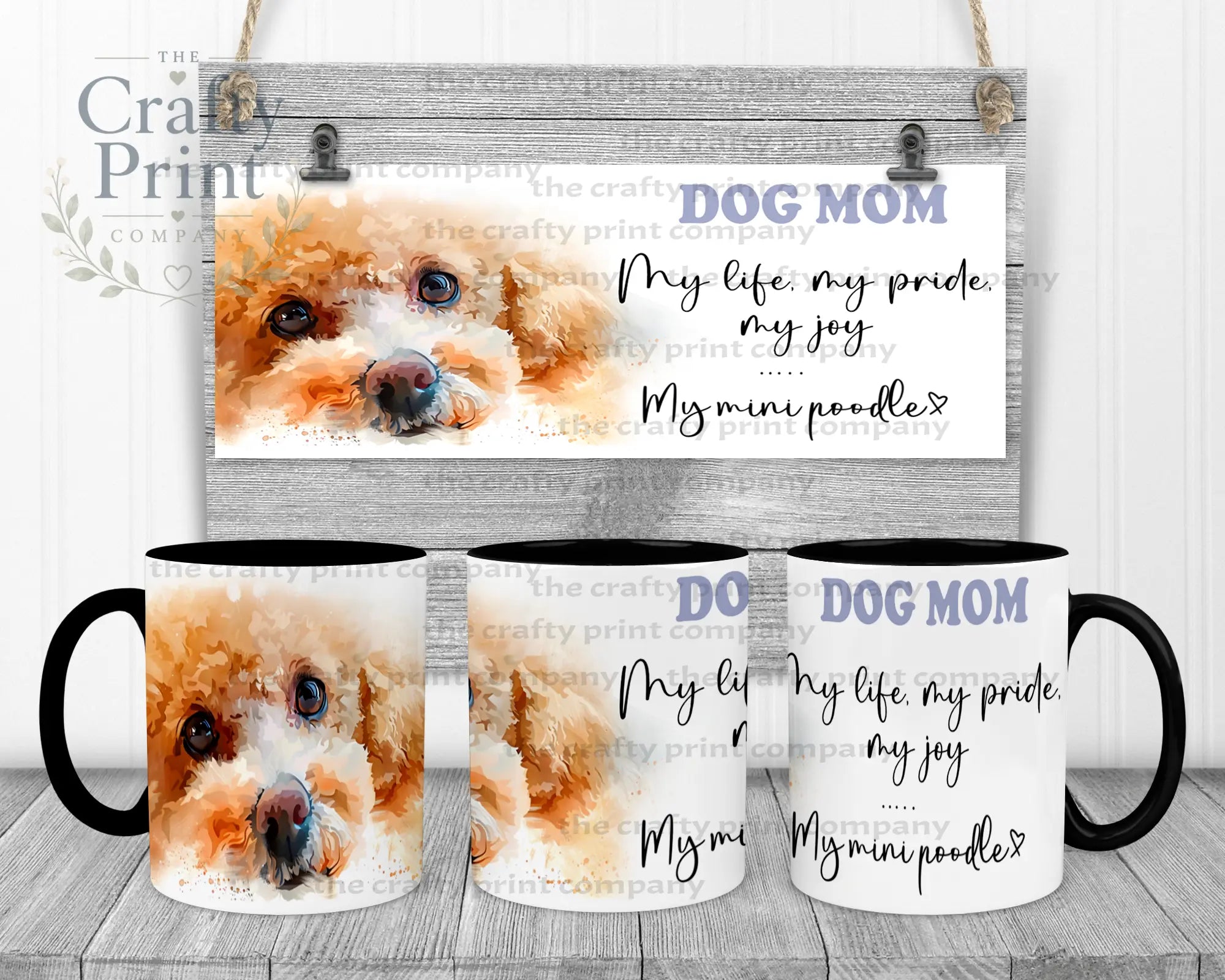 Mini Poodle Dog Mom Mug - 11oz Ceramic / Black Handle &