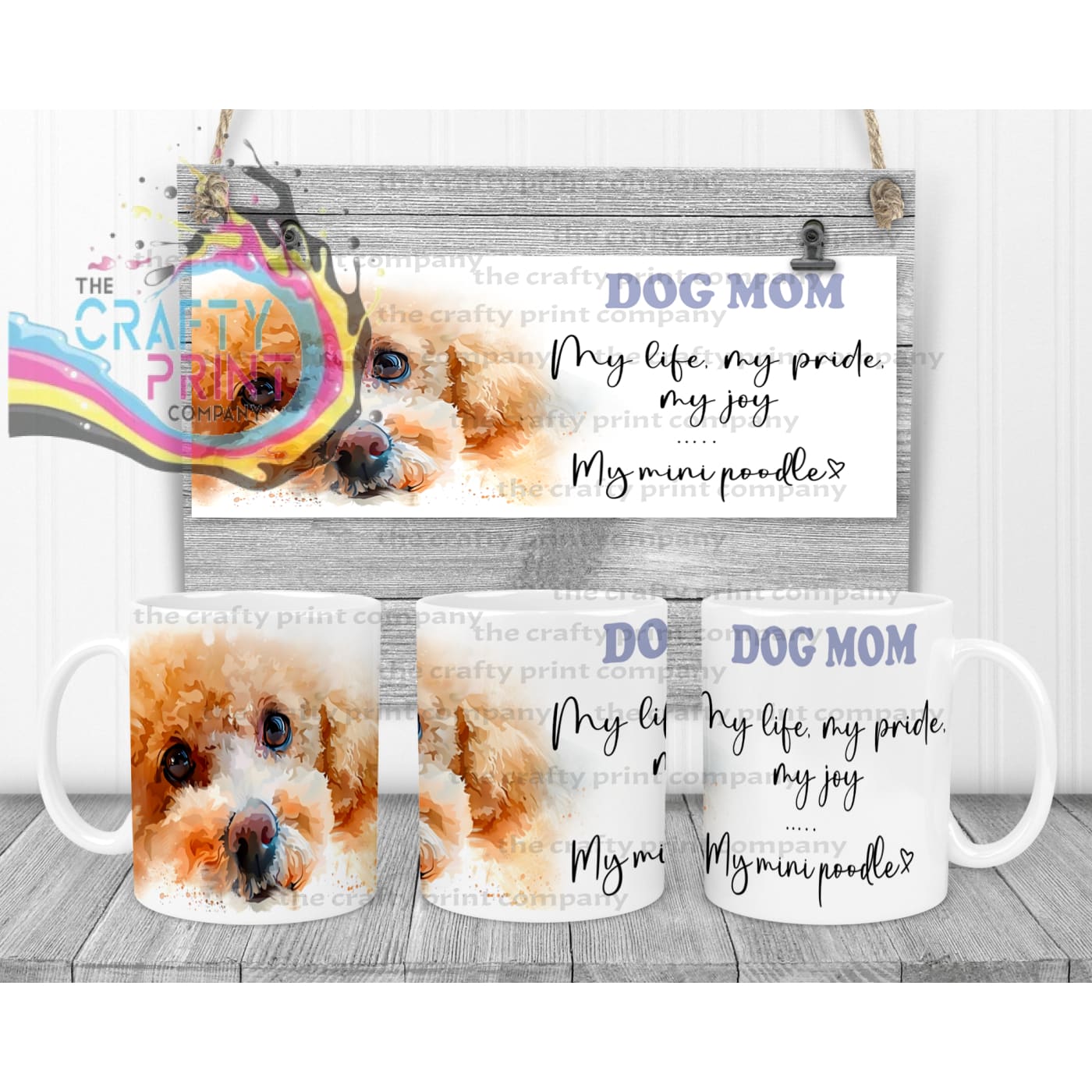 Mini Poodle Dog Mom Mug - 11oz Ceramic / White Handle &