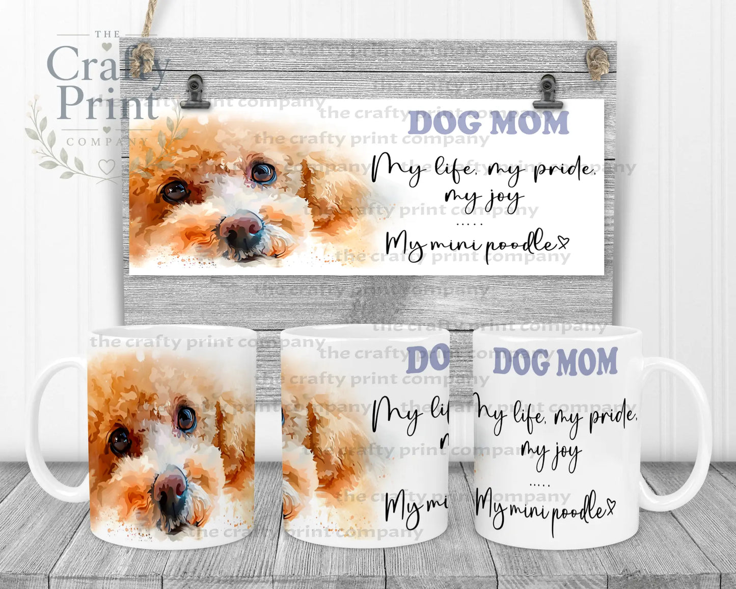 Mini Poodle Dog Mom Mug - 11oz Ceramic / White Handle &