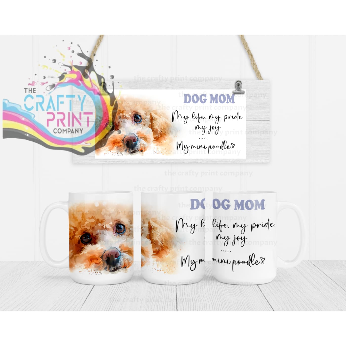 Mini Poodle Dog Mom Mug - 15oz Jumbo / White Handle & Inner