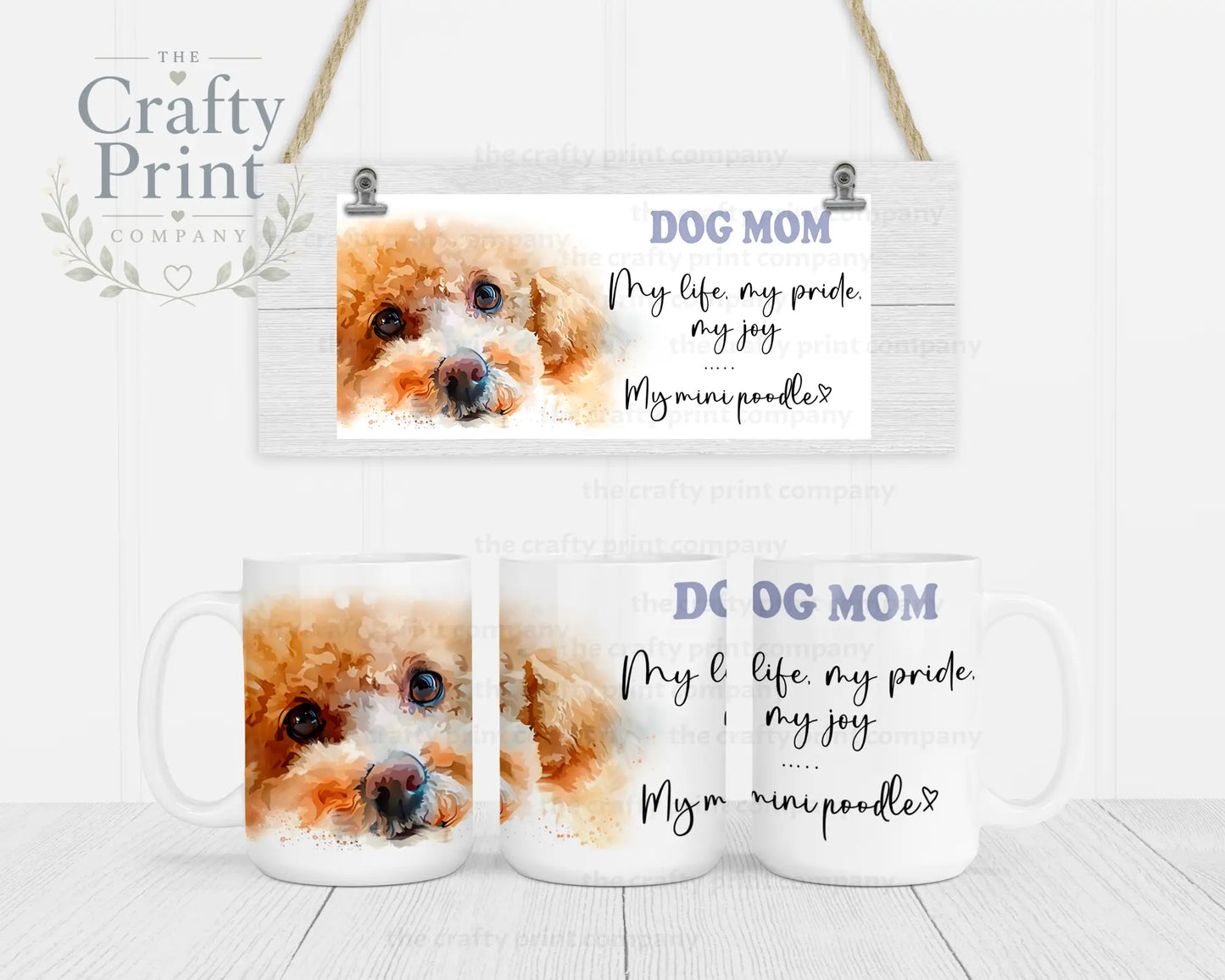 Mini Poodle Dog Mom Mug - 15oz Jumbo / White Handle & Inner