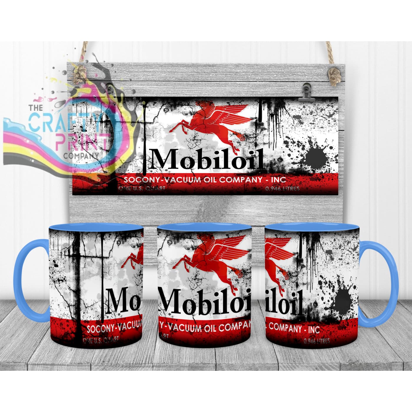 Mobiloil Dirty Mug - Blue Handle & Inner - Mugs