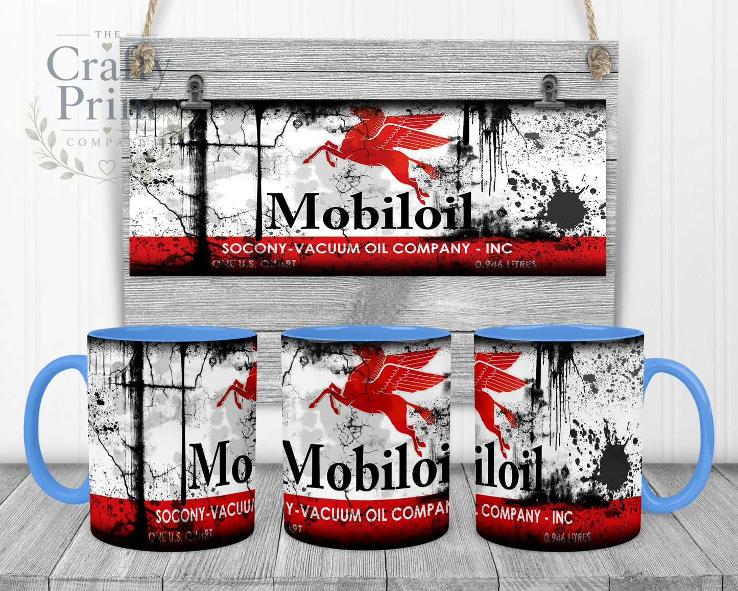 Mobiloil Dirty Mug - Blue Handle & Inner - Mugs