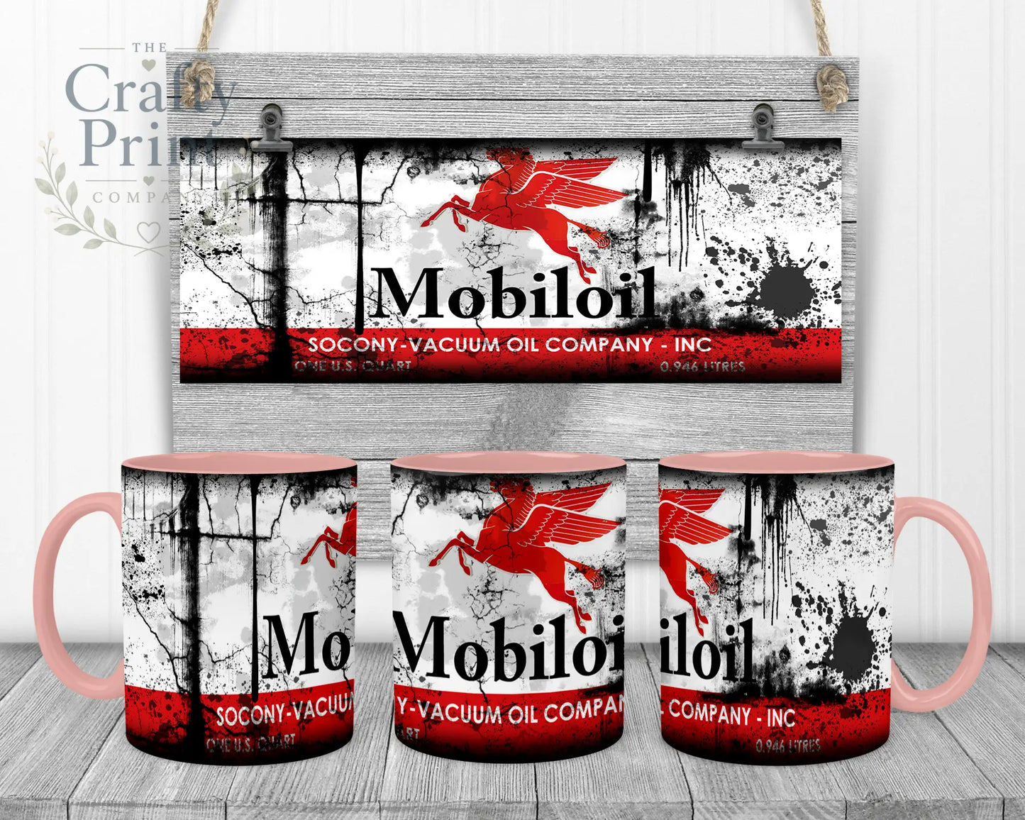 Mobiloil Dirty Mug - Pink Handle & Inner - Mugs