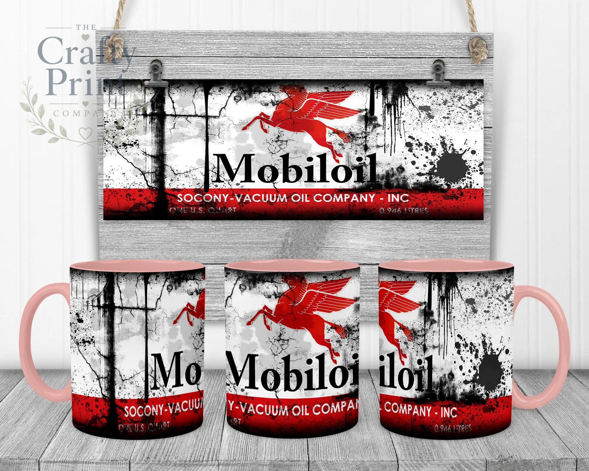 Mobiloil Dirty Mug - Pink Handle & Inner - Mugs