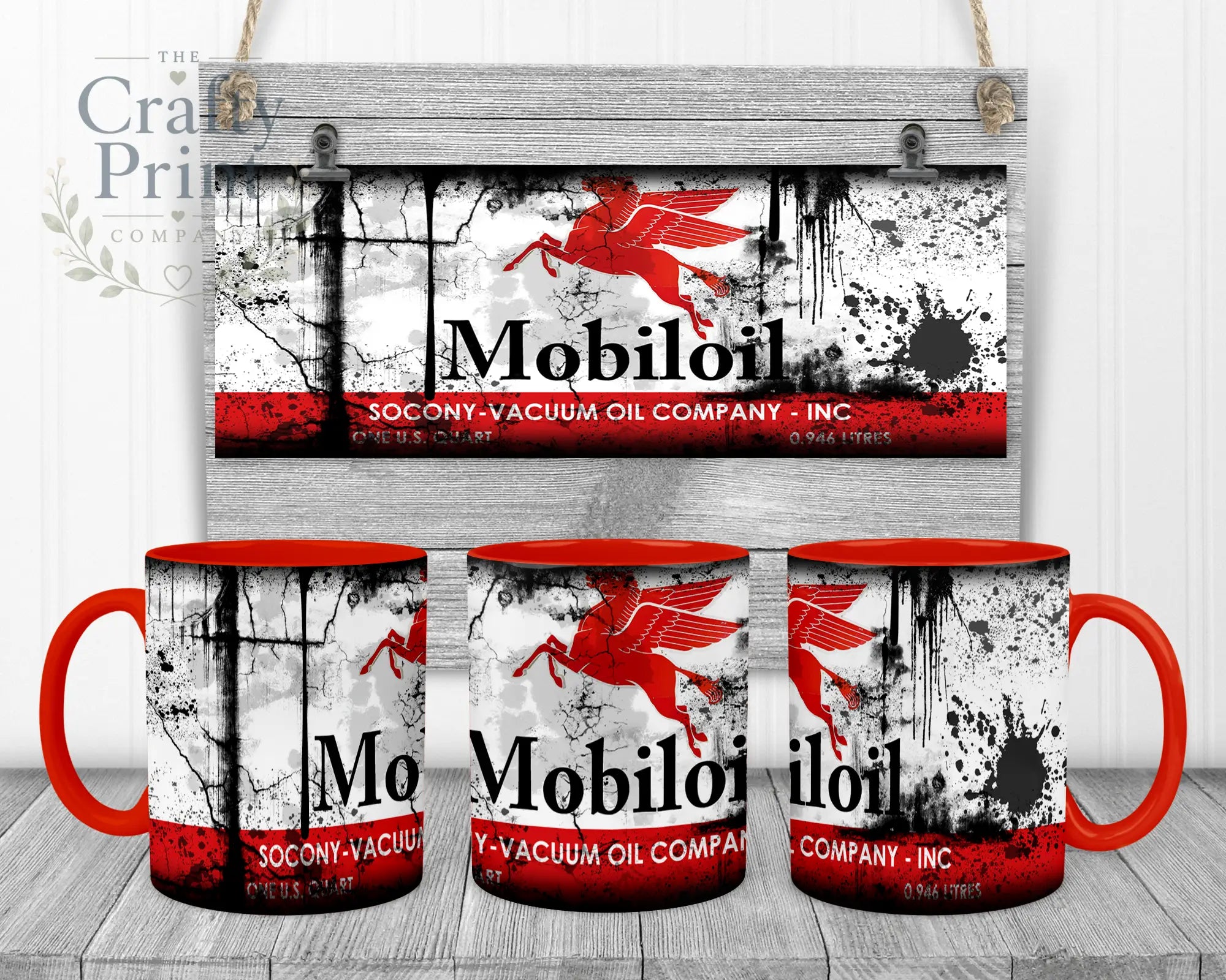 Mobiloil Dirty Mug - Red Handle & Inner - Mugs