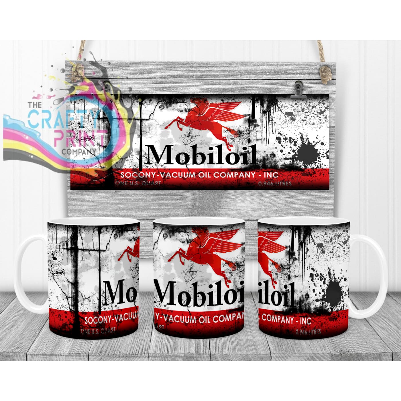 Mobiloil Dirty Mug - White Handle & Inner - Mugs
