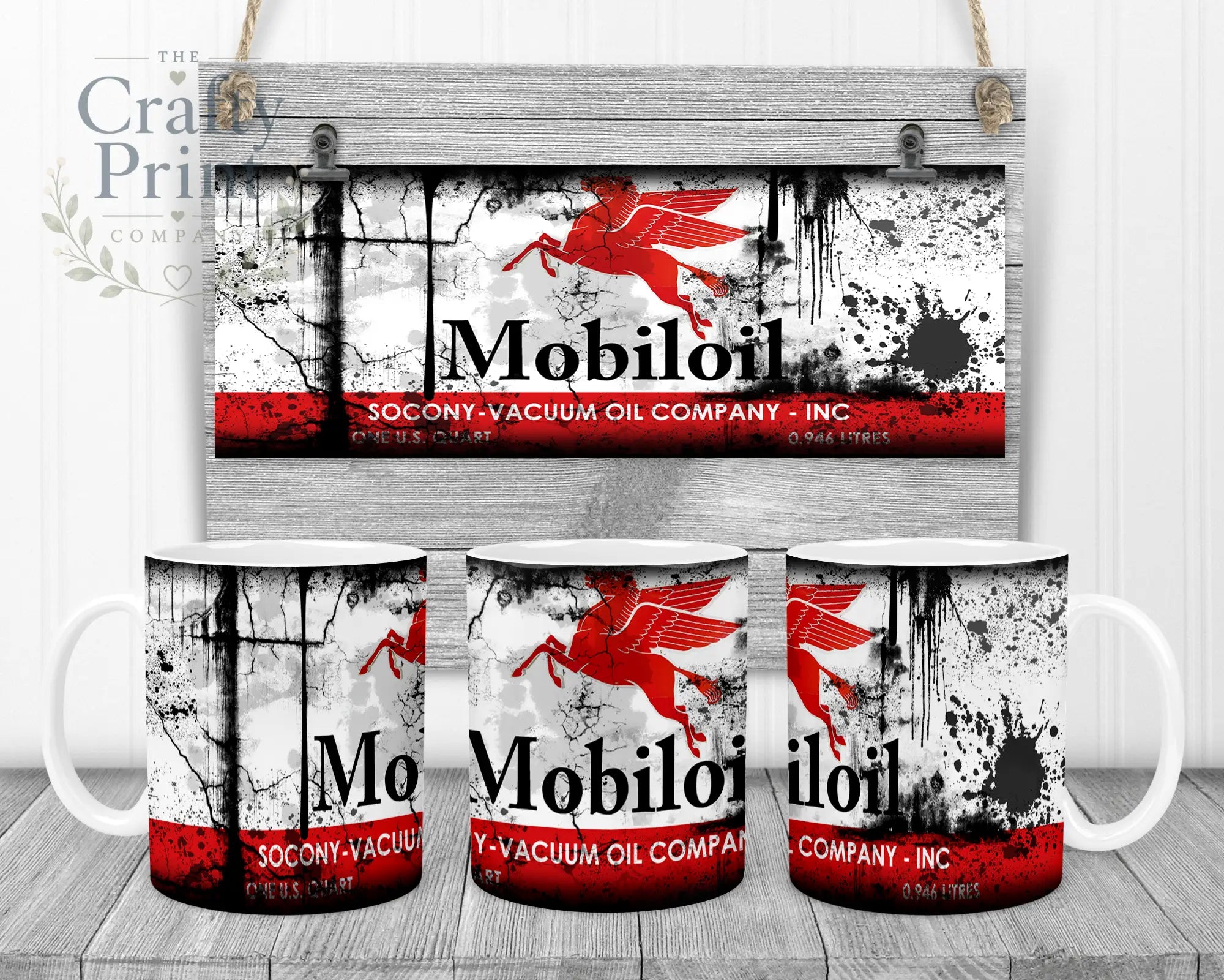 Mobiloil Dirty Mug - White Handle & Inner - Mugs