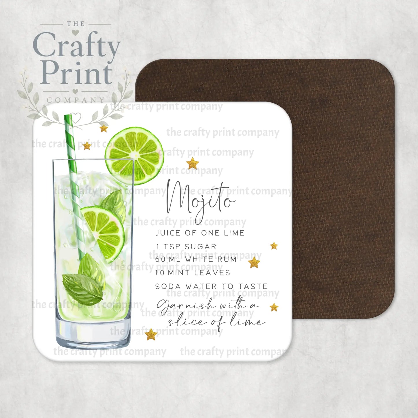 Mojito Cocktail Recipe Coaster - Coasters