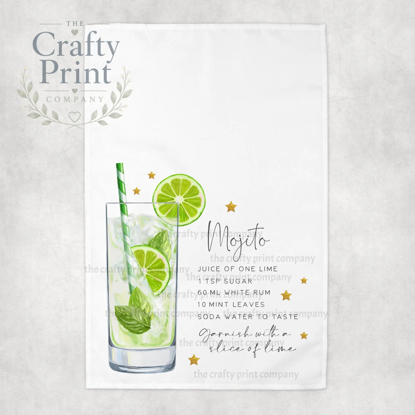 Mojito Cocktail Recipe Tea Towel - Kitchen Towels