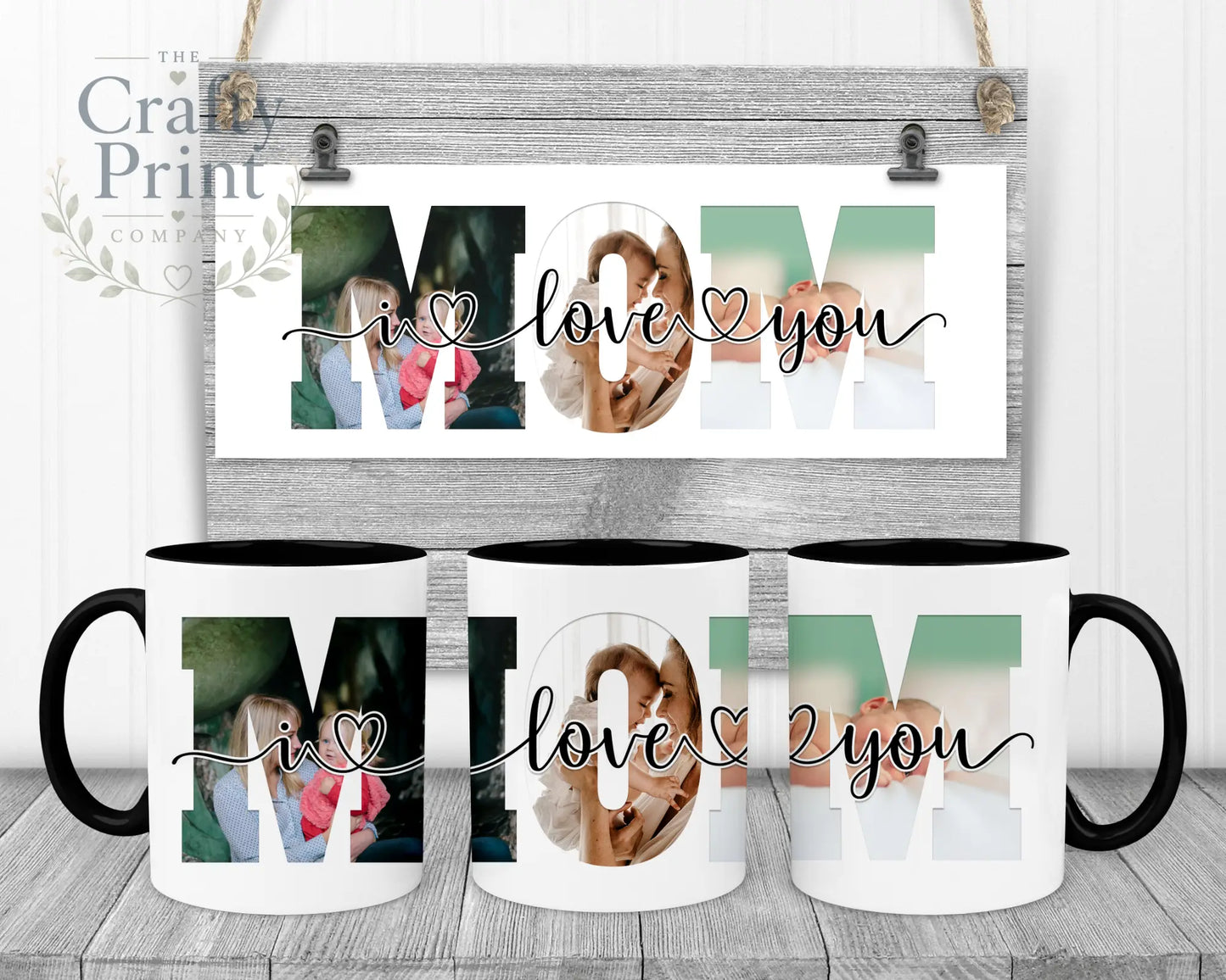 Mom We/I Love You Personalised Mug - Black Handle & Inner