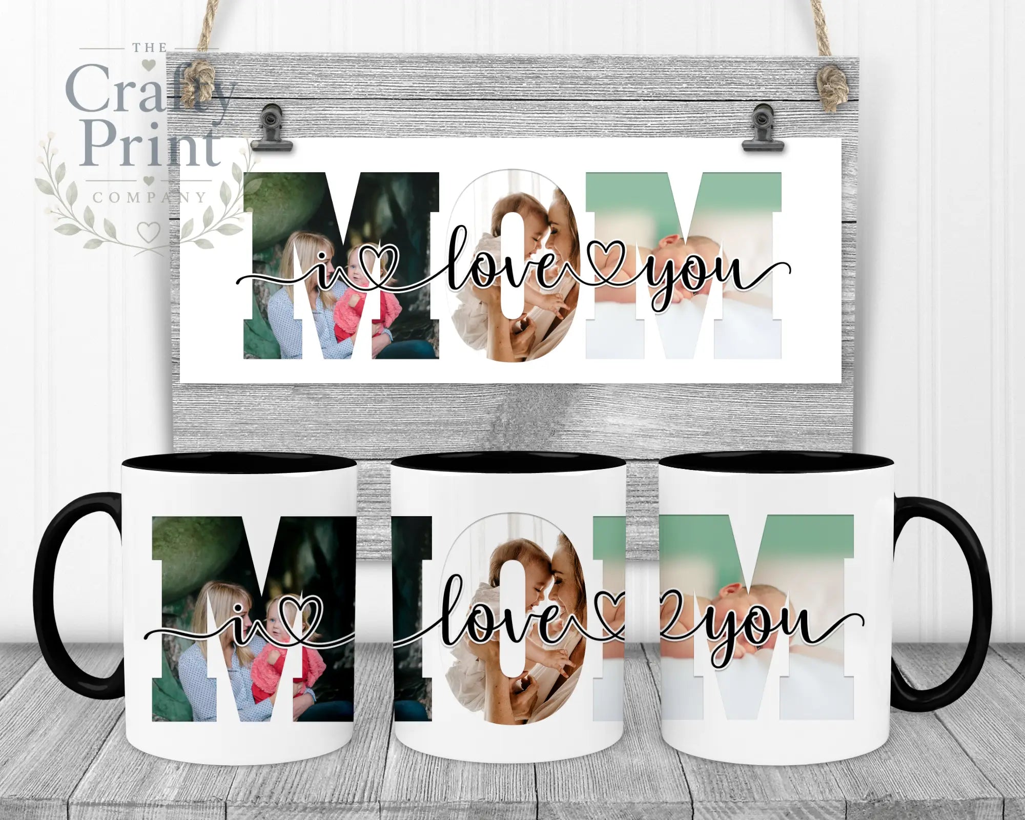 Mom We/I Love You Personalised Mug - Black Handle & Inner