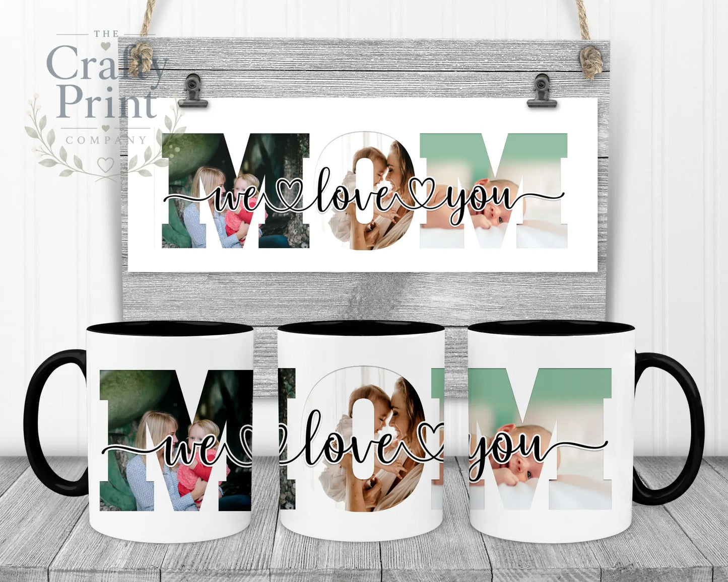 Mom We/I Love You Personalised Mug - Black Handle & Inner