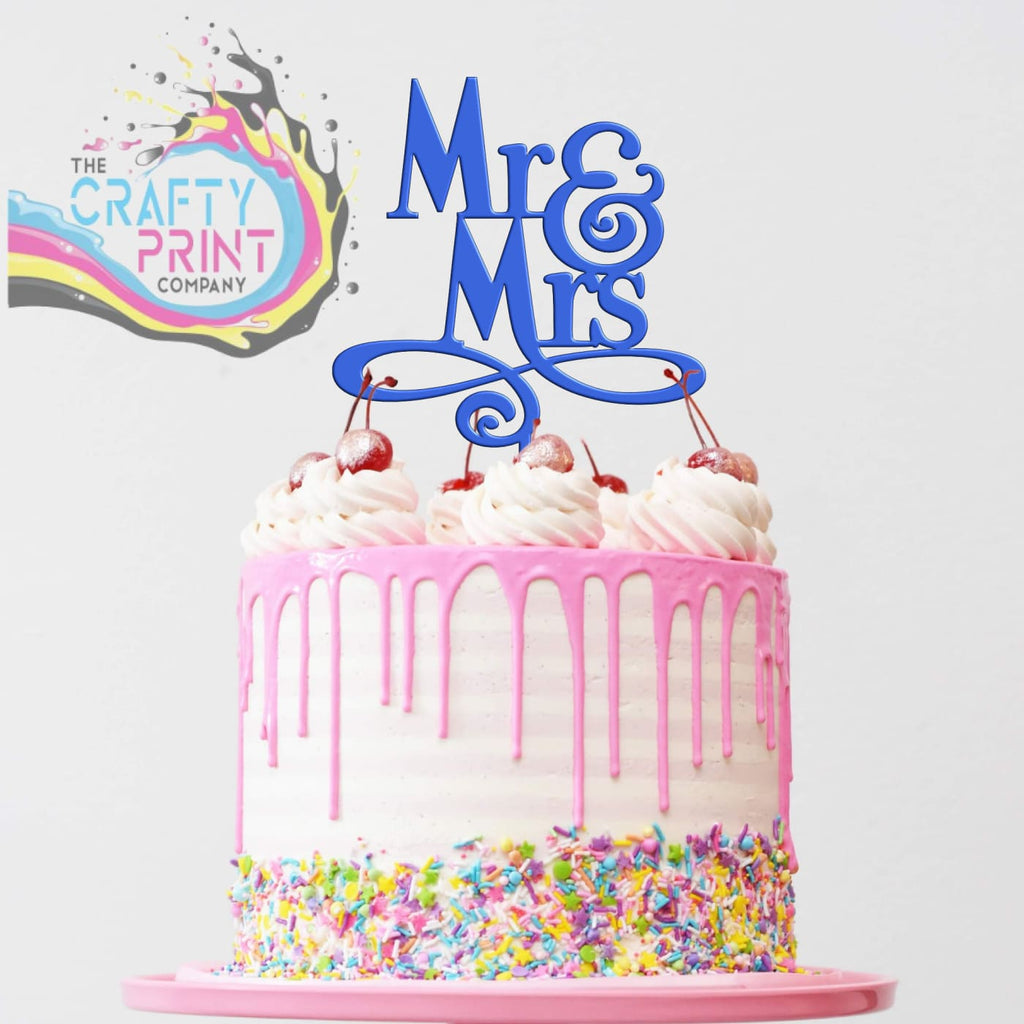 Mr & Mrs Acrylic Cake Topper - Blue