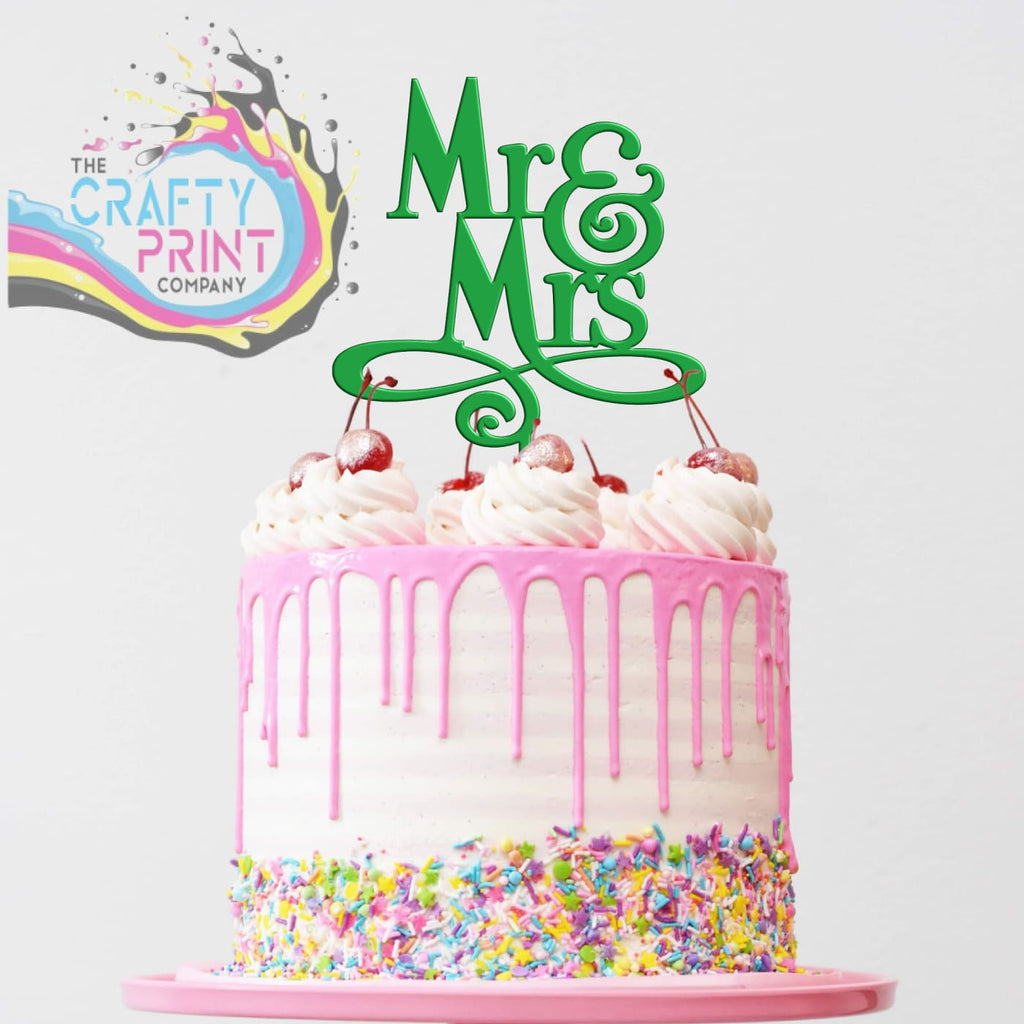 Mr & Mrs Acrylic Cake Topper - Green