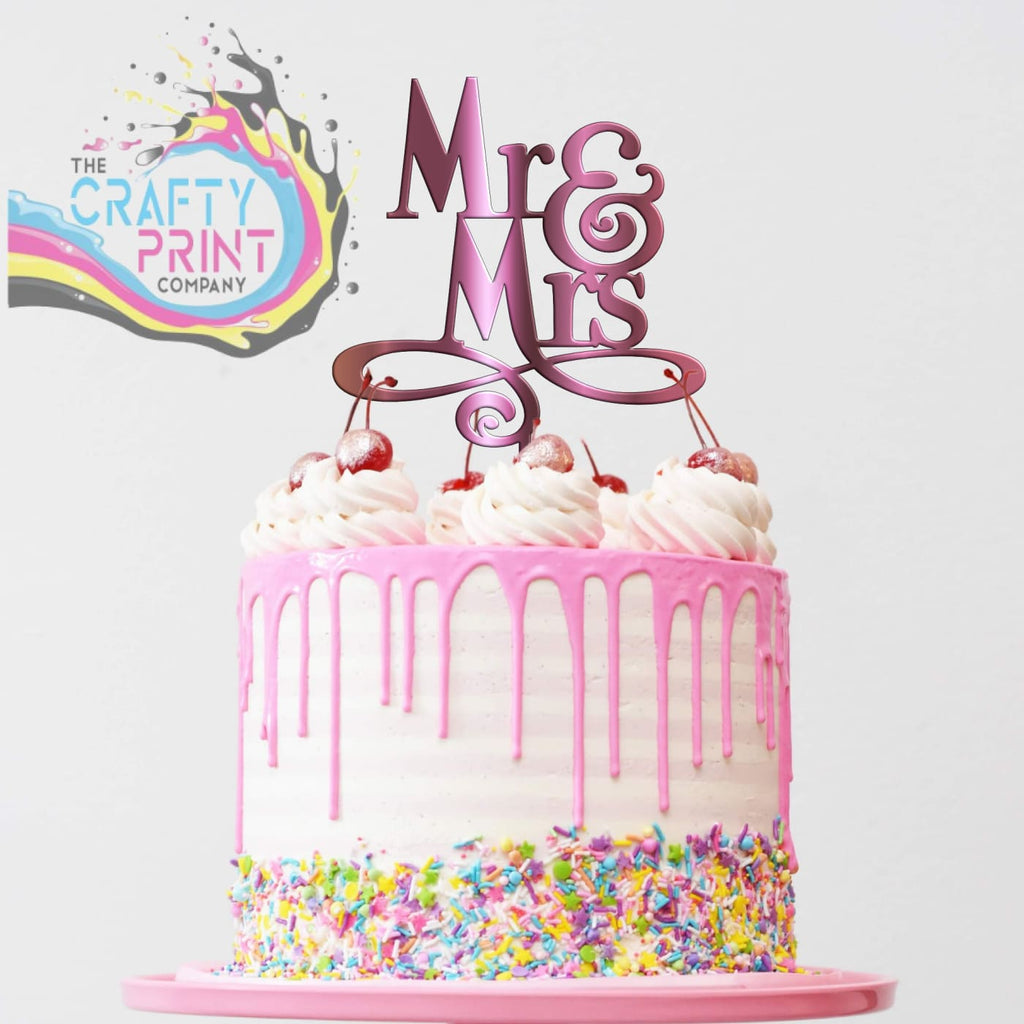 Mr & Mrs Acrylic Cake Topper - Rose Gold Mirror
