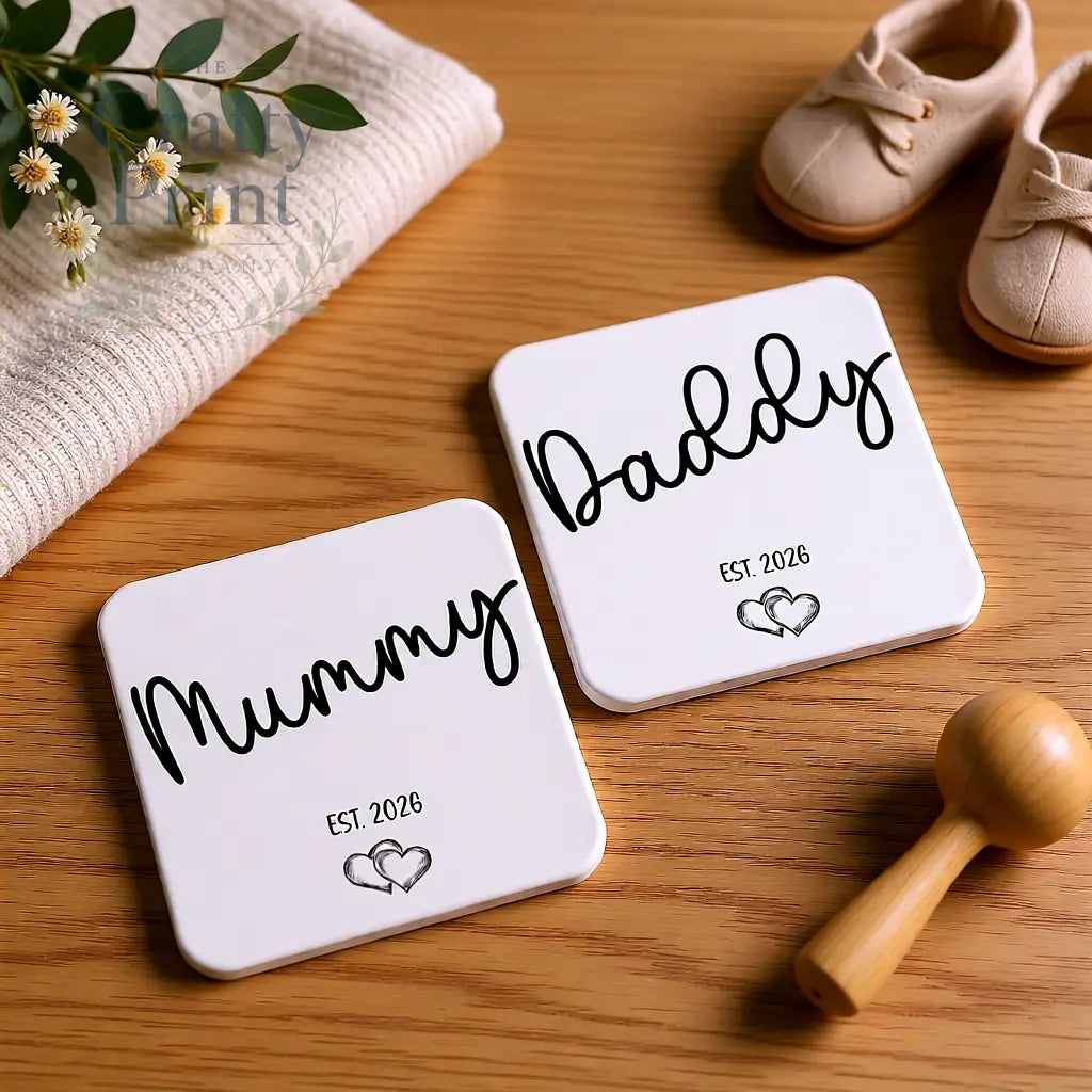 Mummy Est 2026 / Daddy Gift Set - of 2 Coasters - Giving