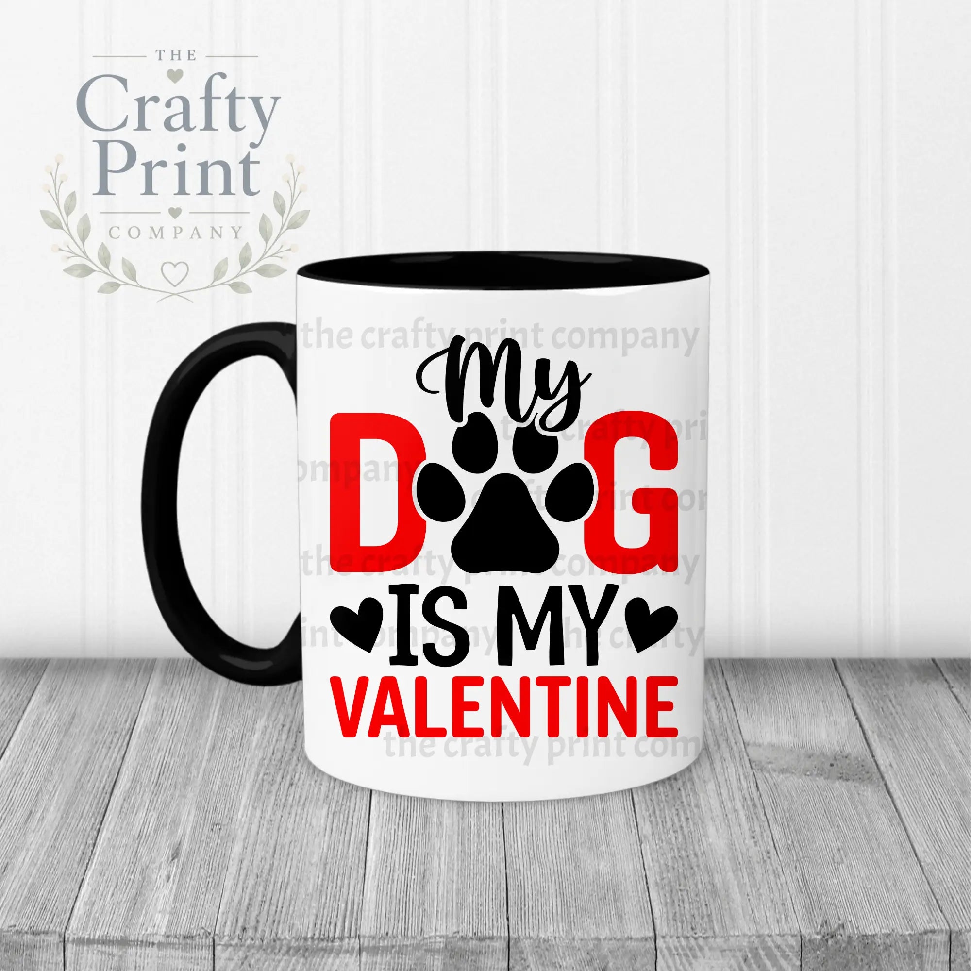 My Dog is Valentine Mug - Black Handle & Inner - Mugs