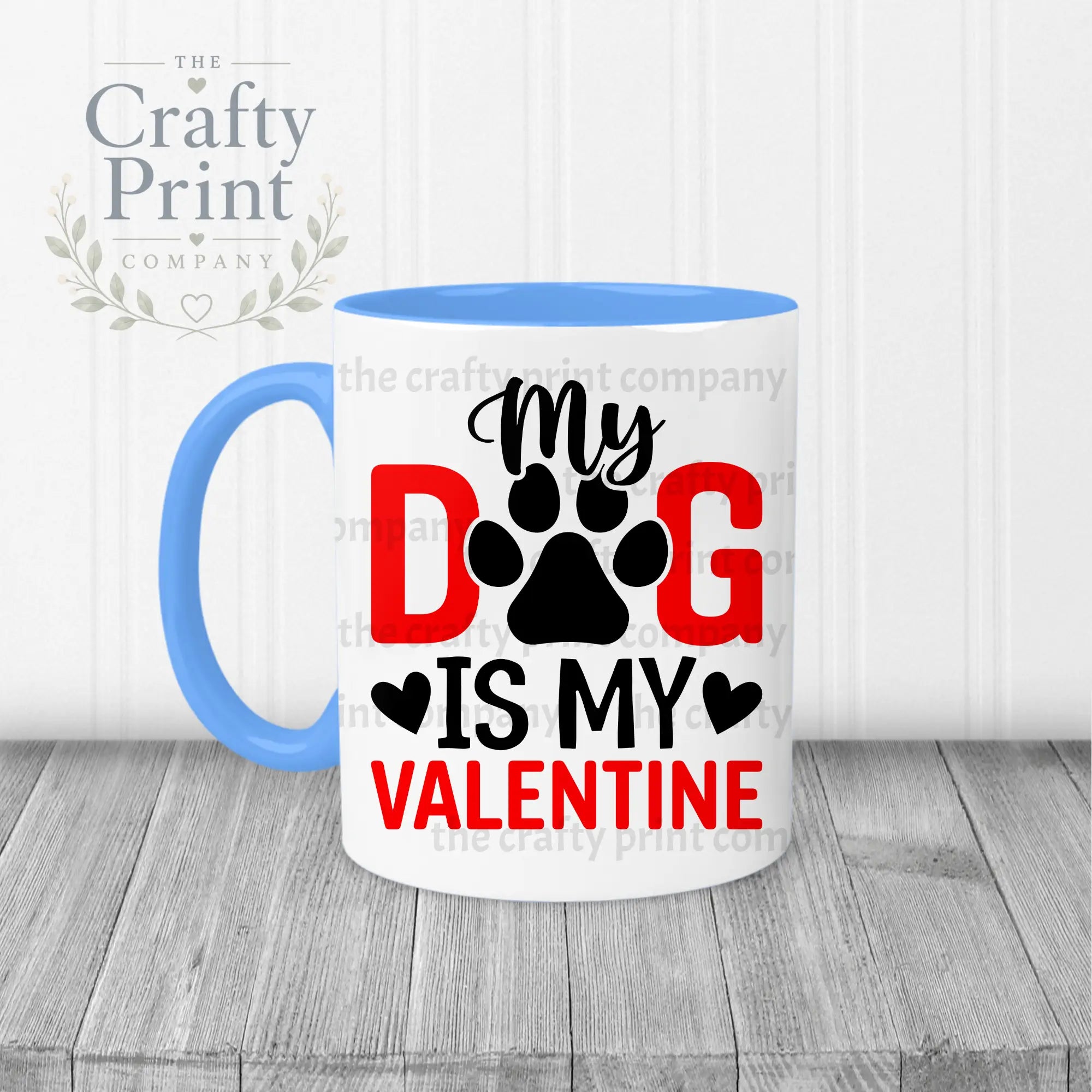 My Dog is Valentine Mug - Blue Handle & Inner - Mugs