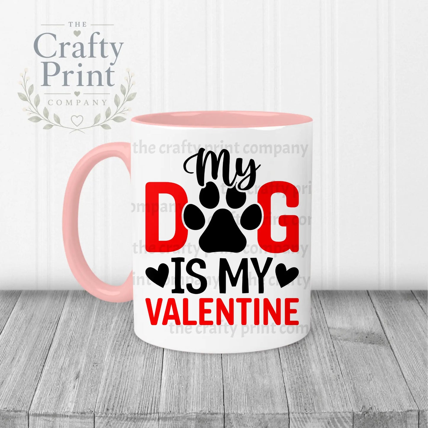 My Dog is Valentine Mug - Pink Handle & Inner - Mugs