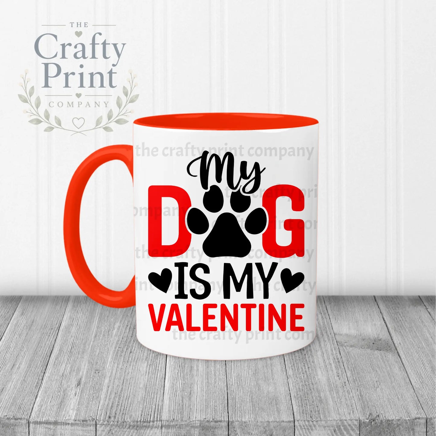 My Dog is Valentine Mug - Red Handle & Inner - Mugs