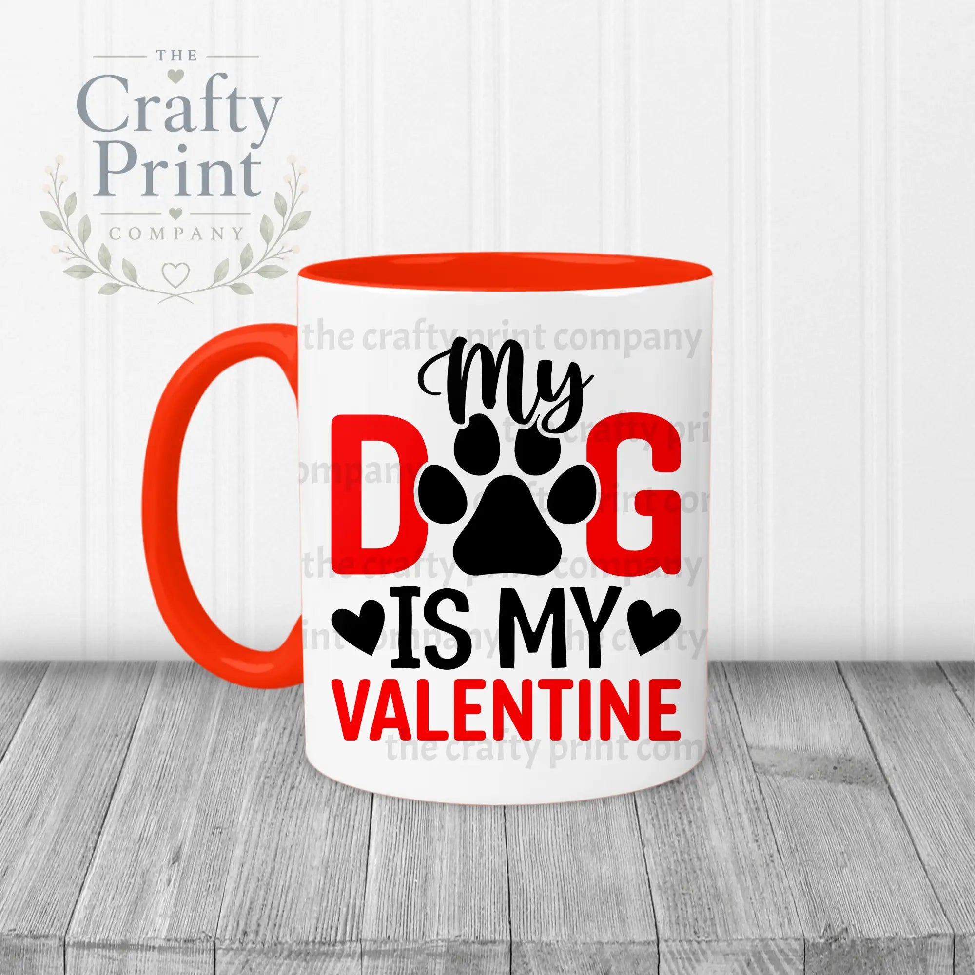My Dog is Valentine Mug - Red Handle & Inner - Mugs