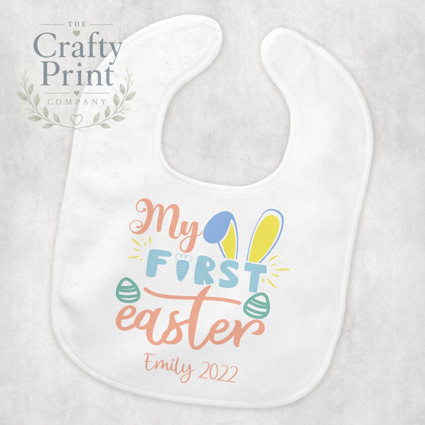 My First Easter Bunny Ears Personalised Baby Bib - Pink