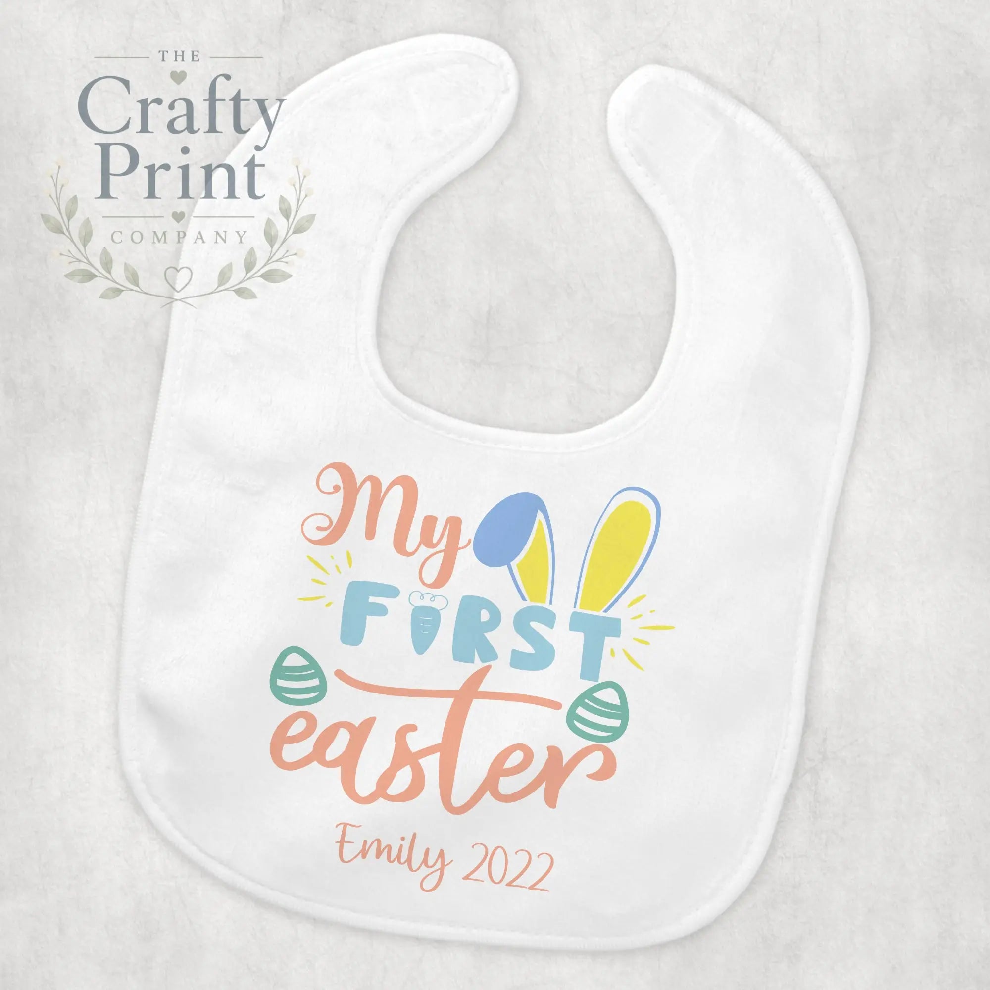 My First Easter Bunny Ears Personalised Baby Bib - Pink