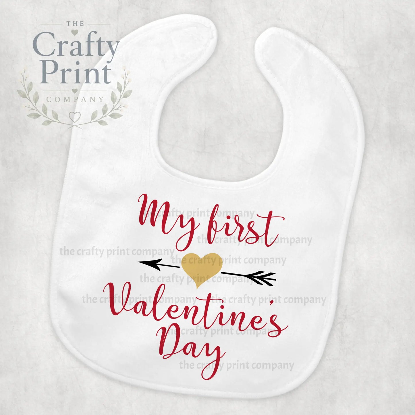 My First Valentines Day Gold Heart Baby Bib - & Toddler
