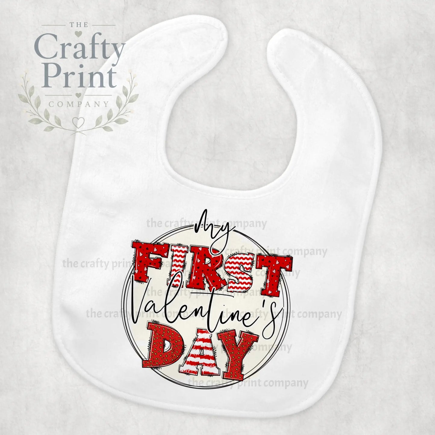 My First Valentine’s Day Valentine Letters Baby Bib - &