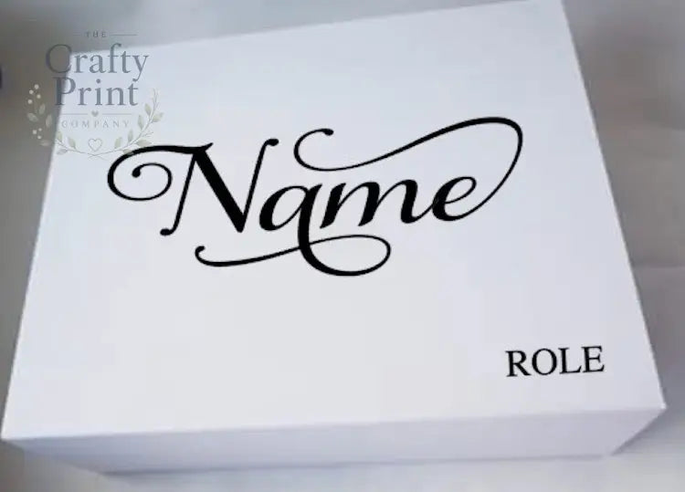 Name and Role Personalised Wedding Box Vinyl Sticker