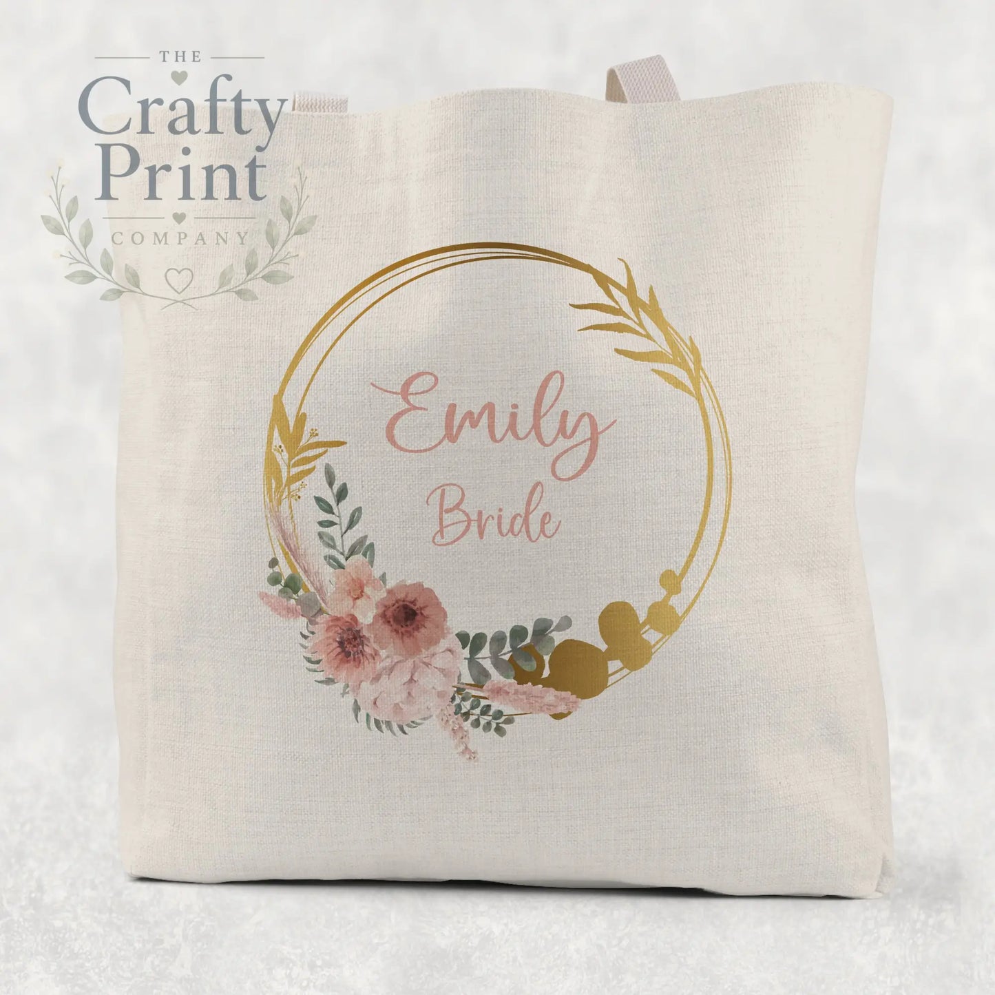 Name / Role Wedding Blush Flower Cotton Tote Bag - Natural