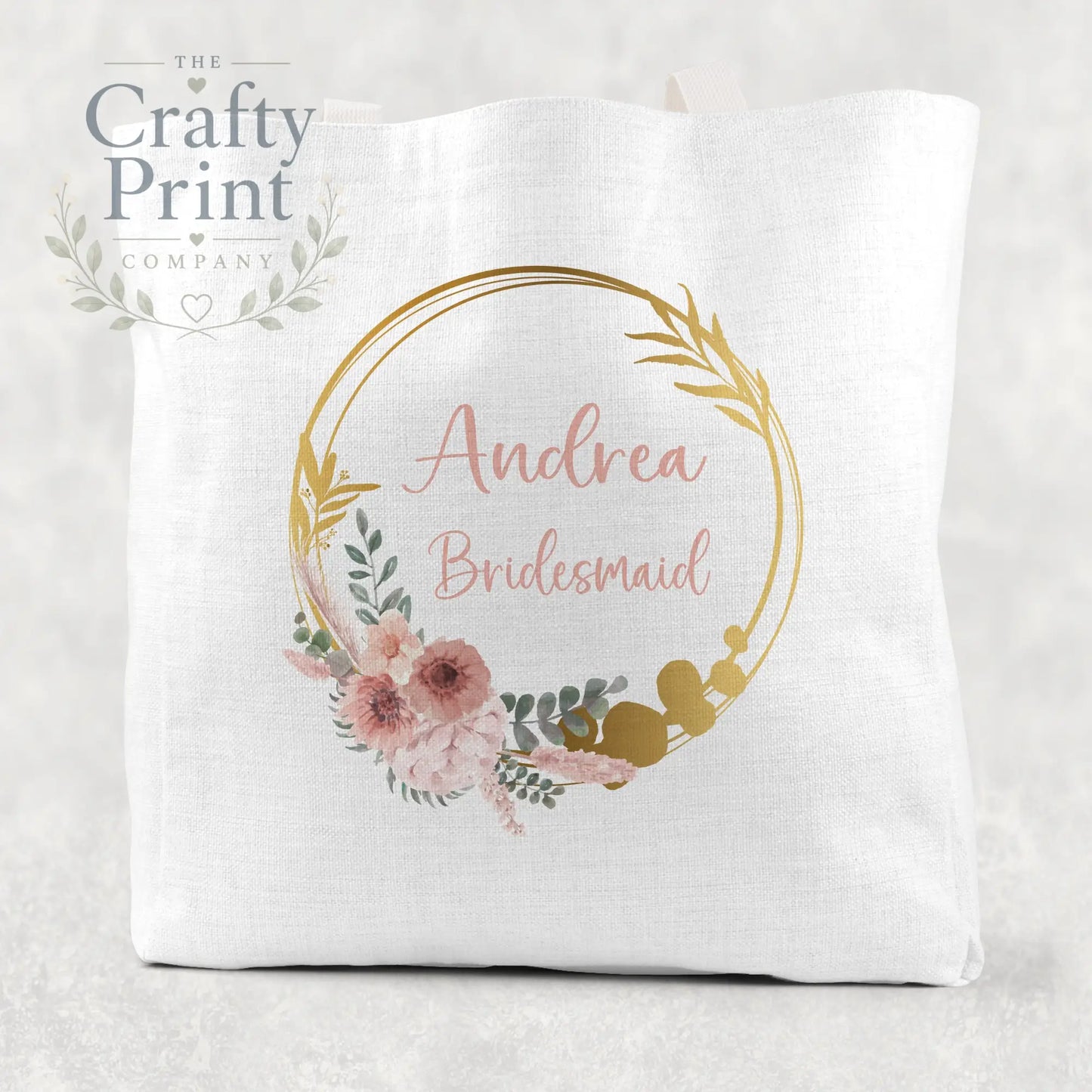Name / Role Wedding Blush Flower Cotton Tote Bag - Shopping