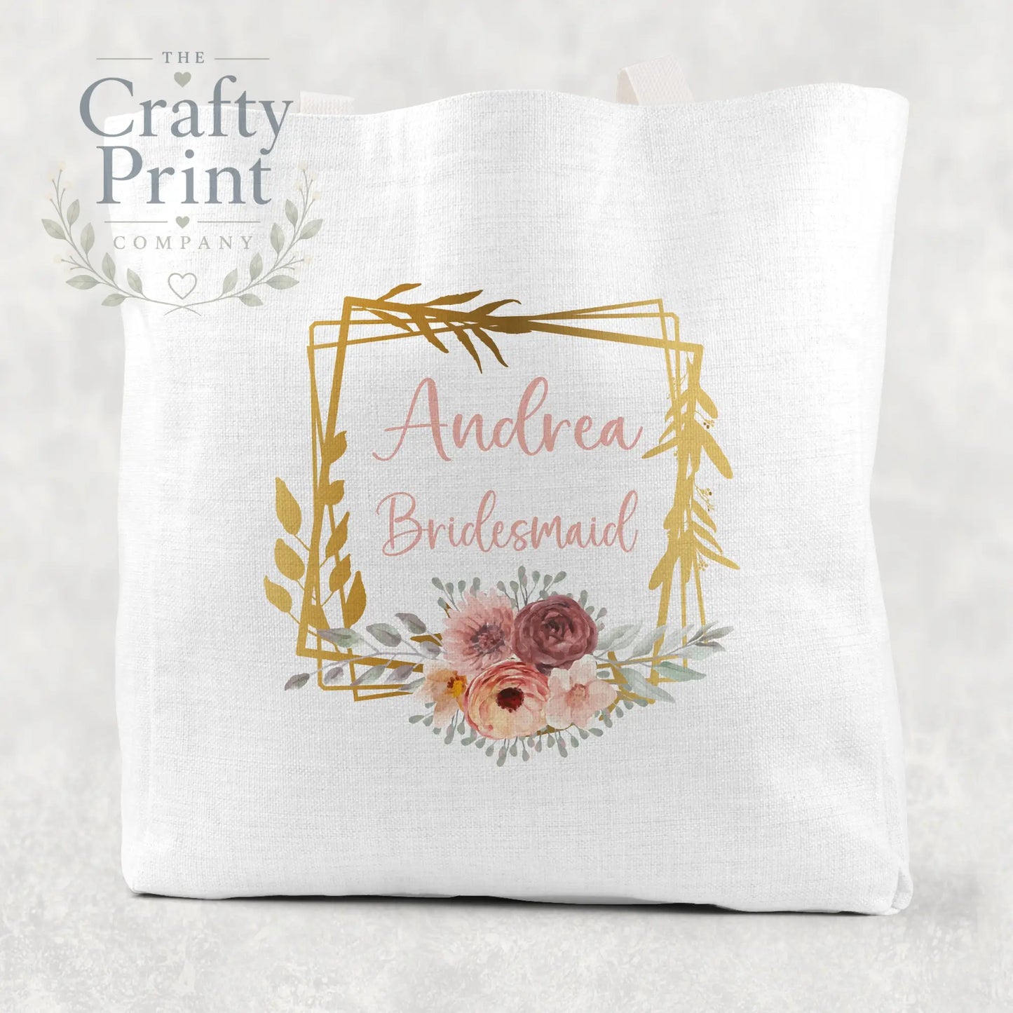 Name / Role Wedding Blush Flower Cotton Tote Bag - Shopping