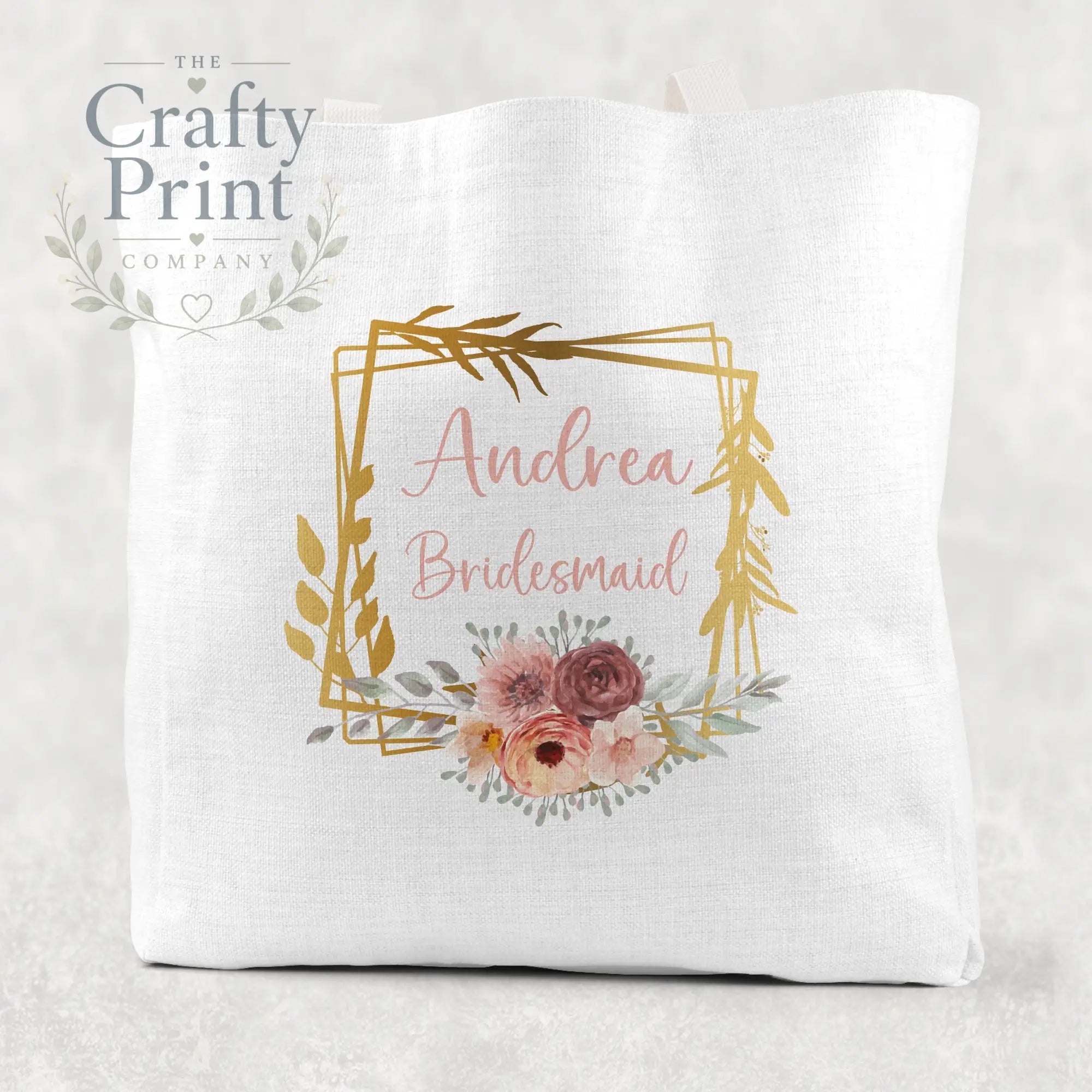 Name / Role Wedding Blush Flower Cotton Tote Bag - Shopping