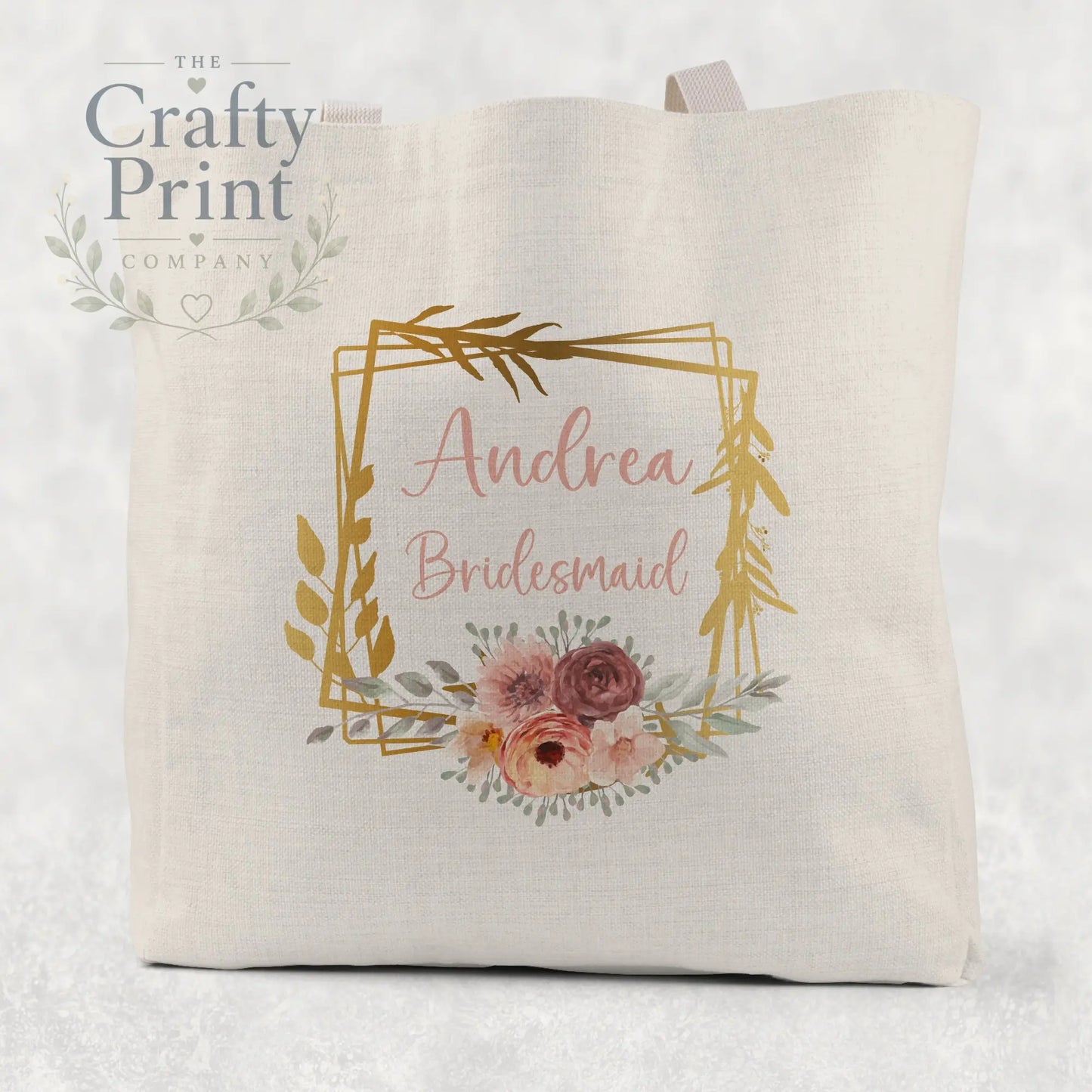 Name / Role Wedding Blush Flower Cotton Tote Bag - Shopping