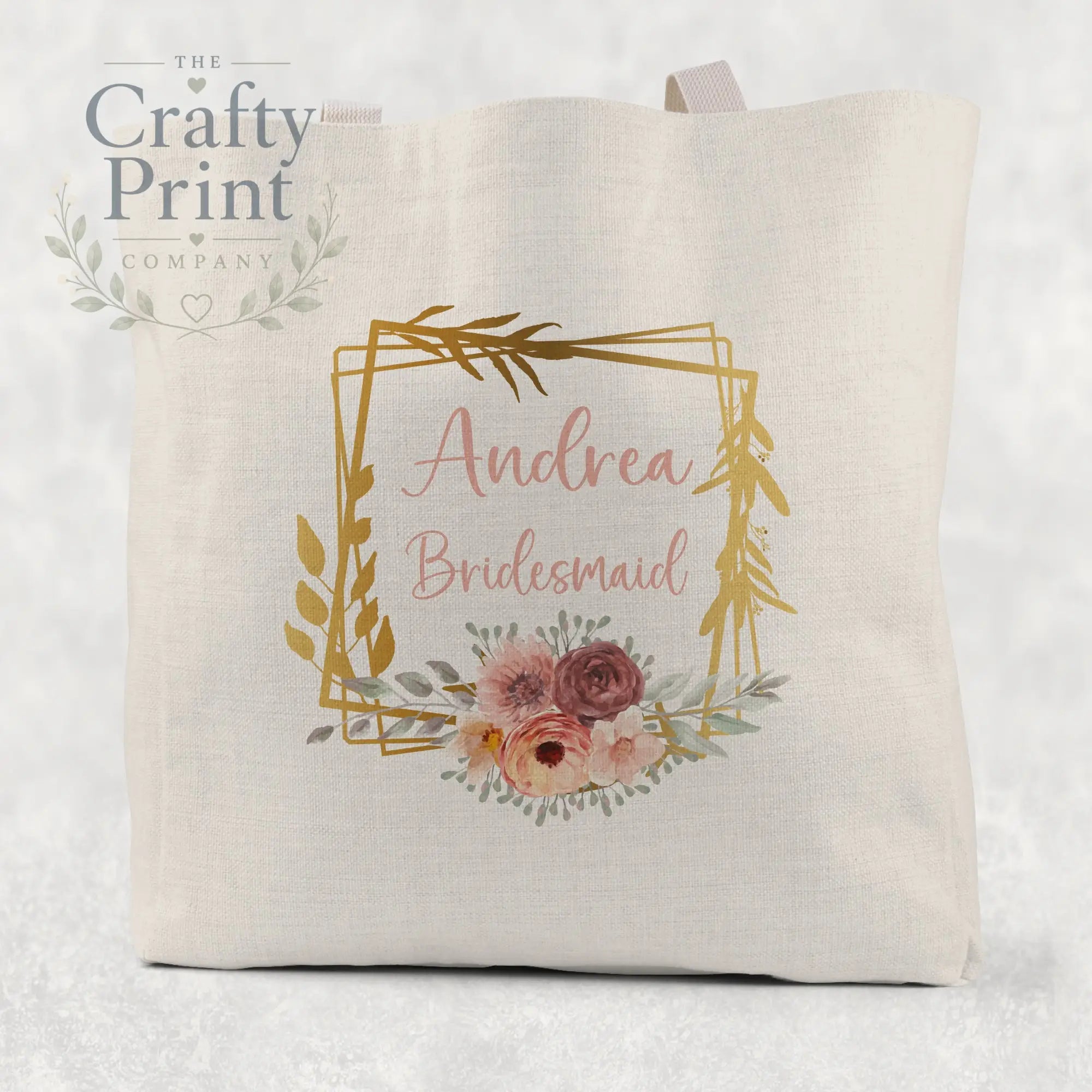 Name / Role Wedding Blush Flower Cotton Tote Bag - Shopping