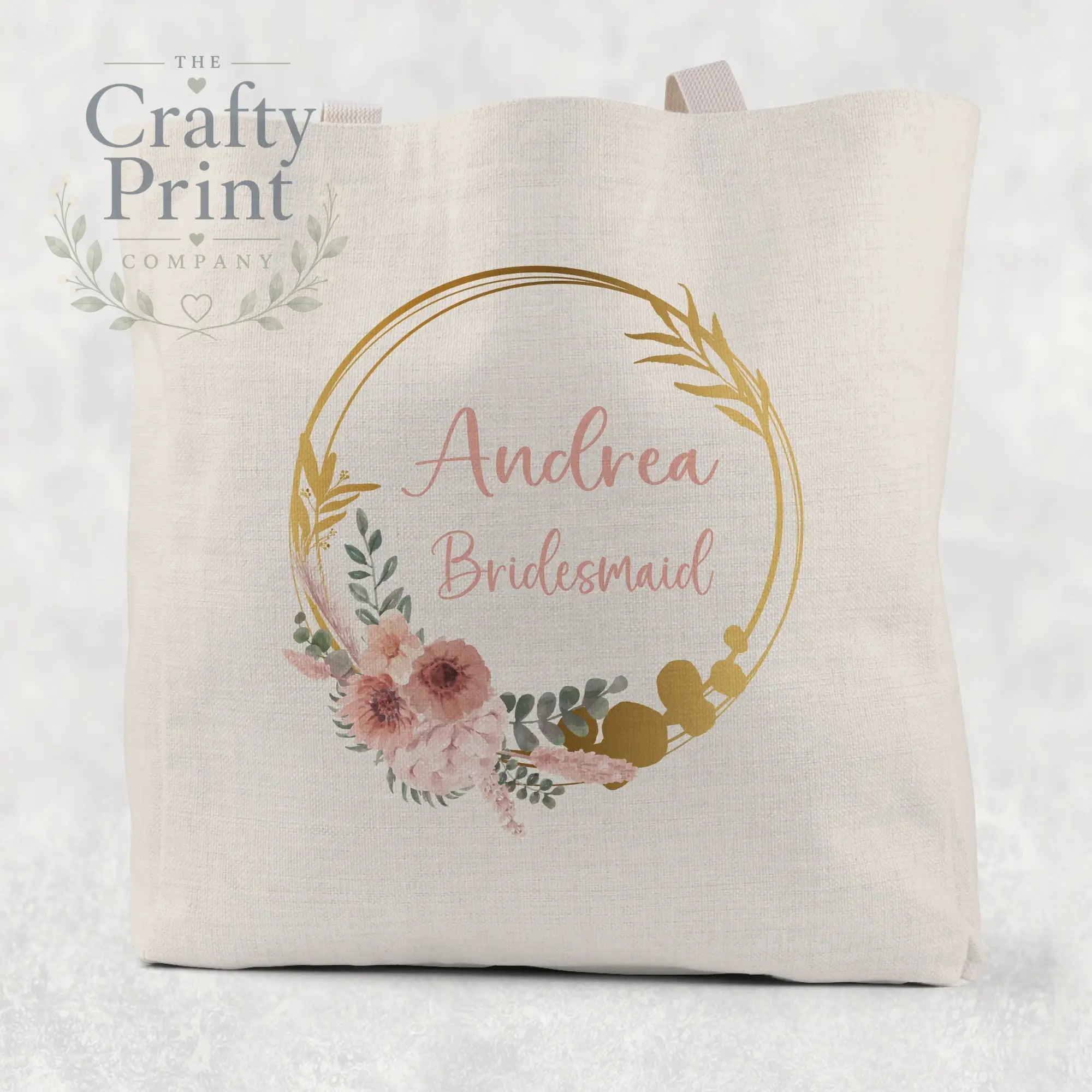 Name / Role Wedding Blush Flower Cotton Tote Bag - Shopping