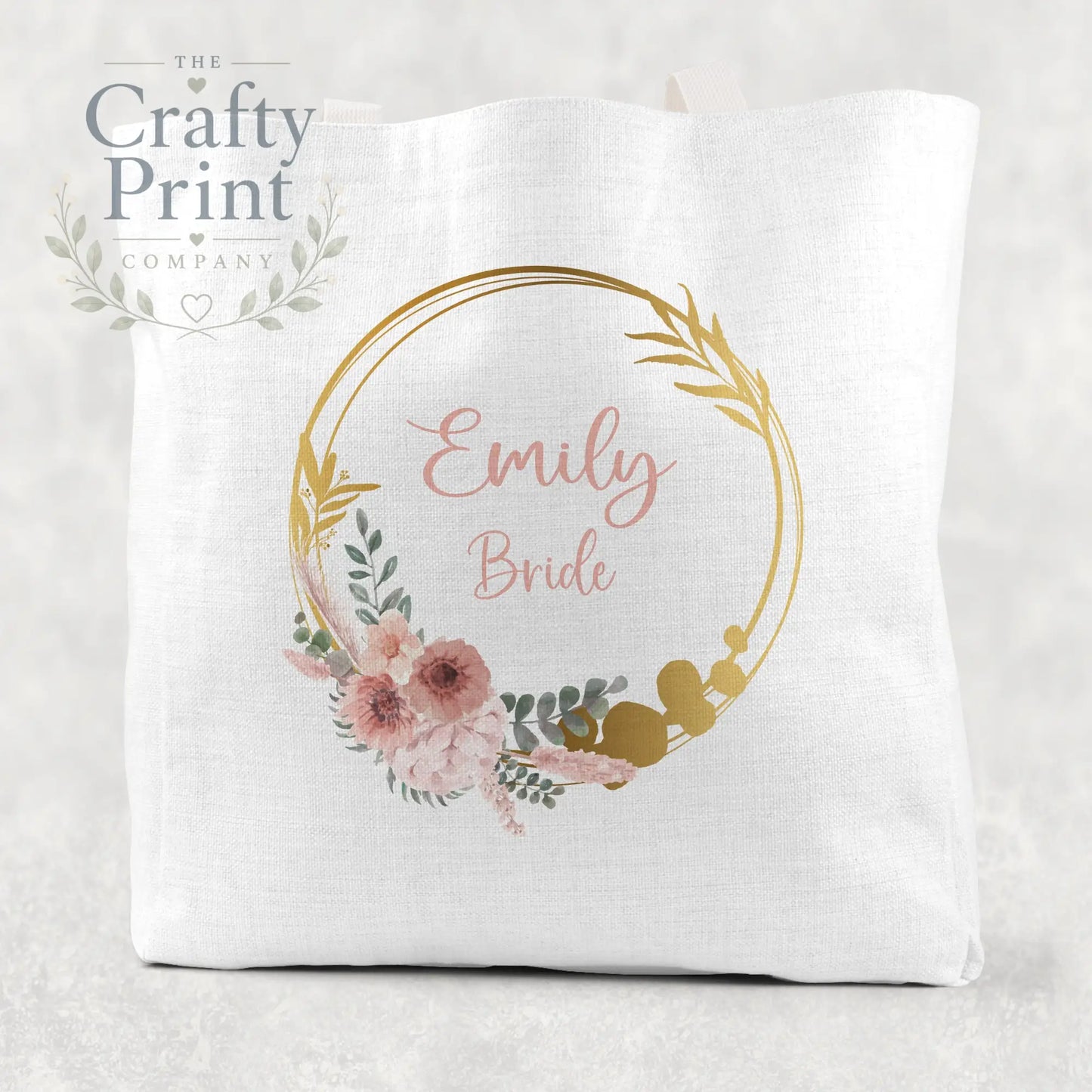 Name / Role Wedding Blush Flower Cotton Tote Bag - White