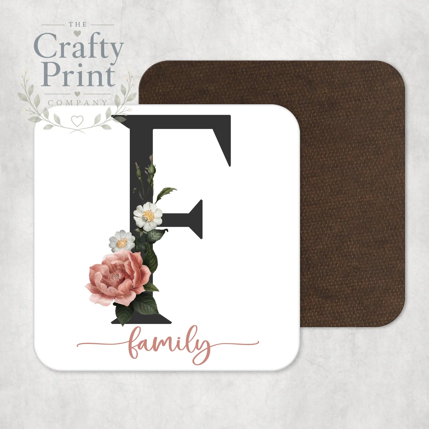 Name Watercolour Flower Personalised Coaster - Coasters