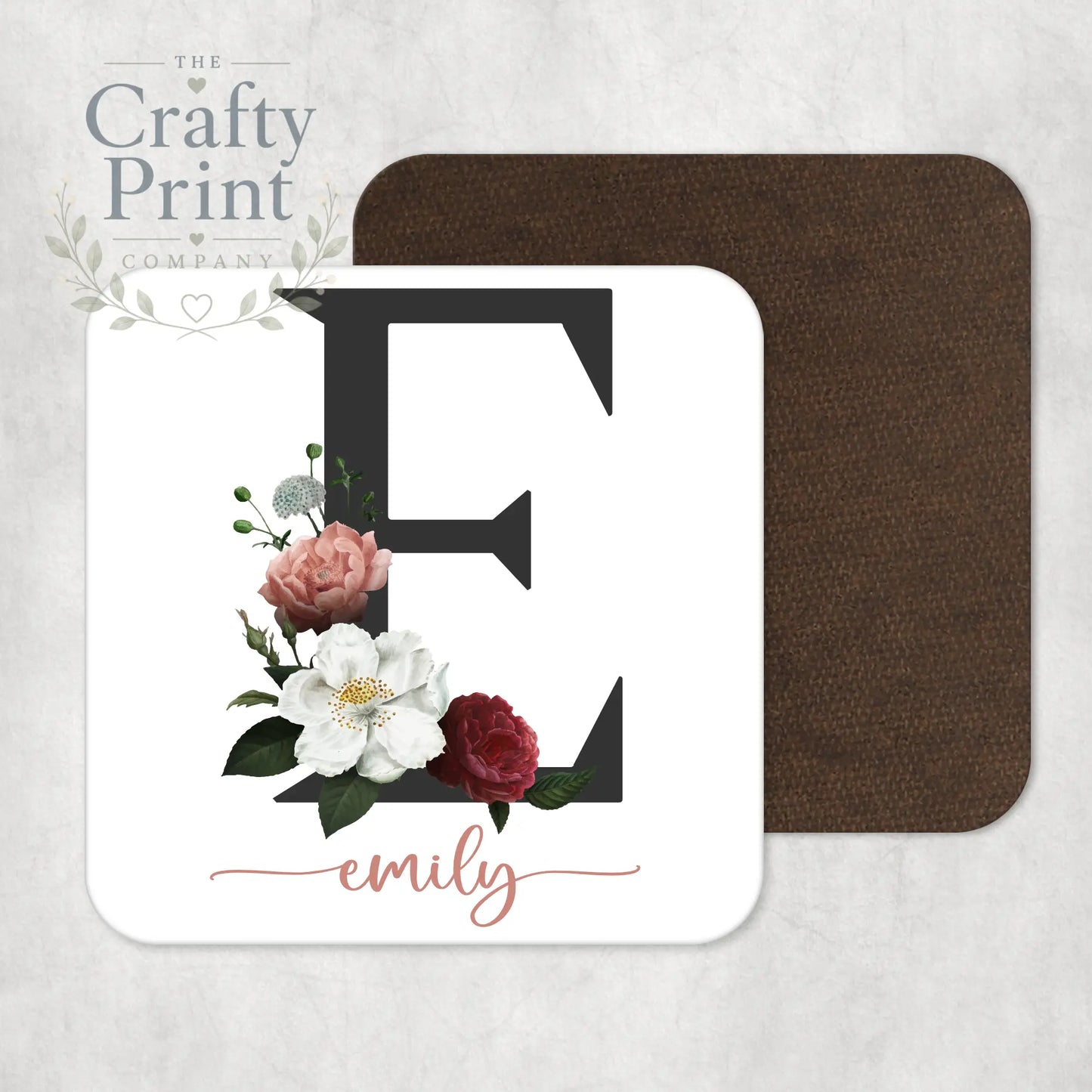 Name Watercolour Flower Personalised Coaster - Coasters