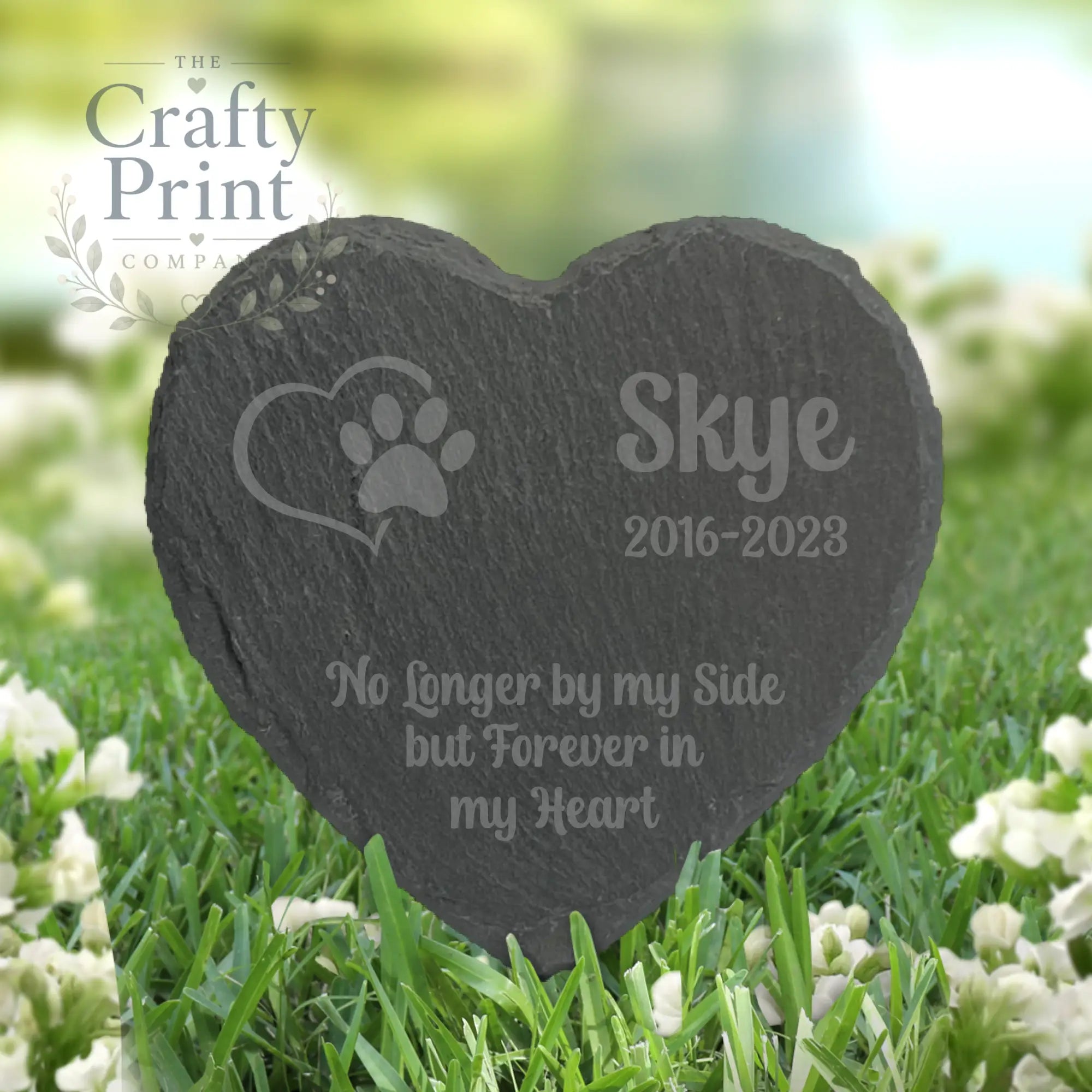 No Longer by my side Pet Engraved Memorial Heart Slate