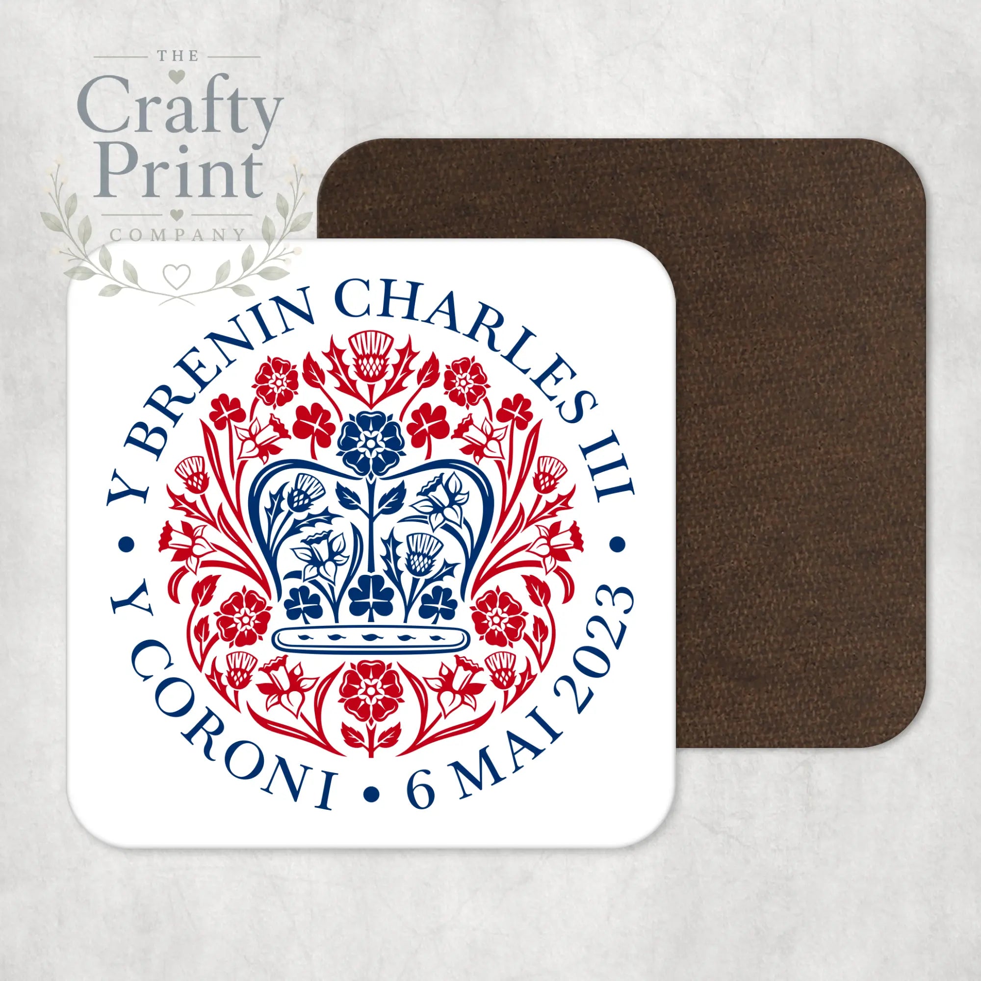 Official King Charles III Coronation Logo Coaster - Welsh