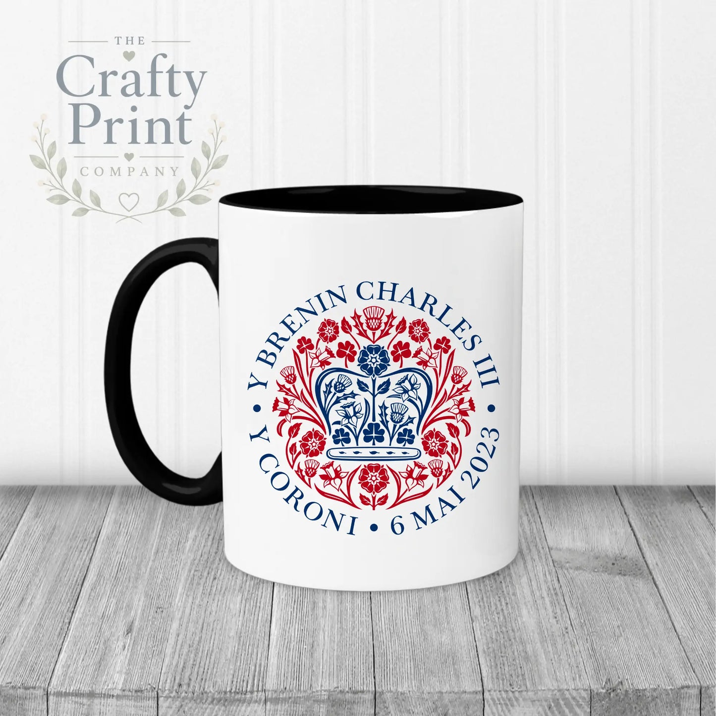 Official King Charles III Coronation Logo Mug - Black