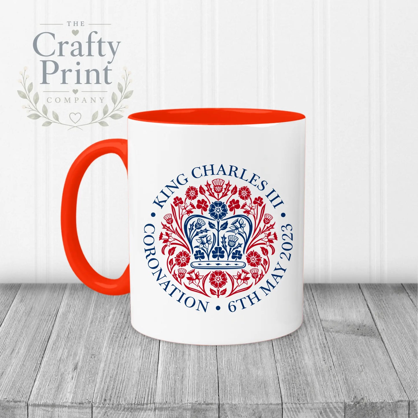 Official King Charles III Coronation Logo Mug - Red Handle