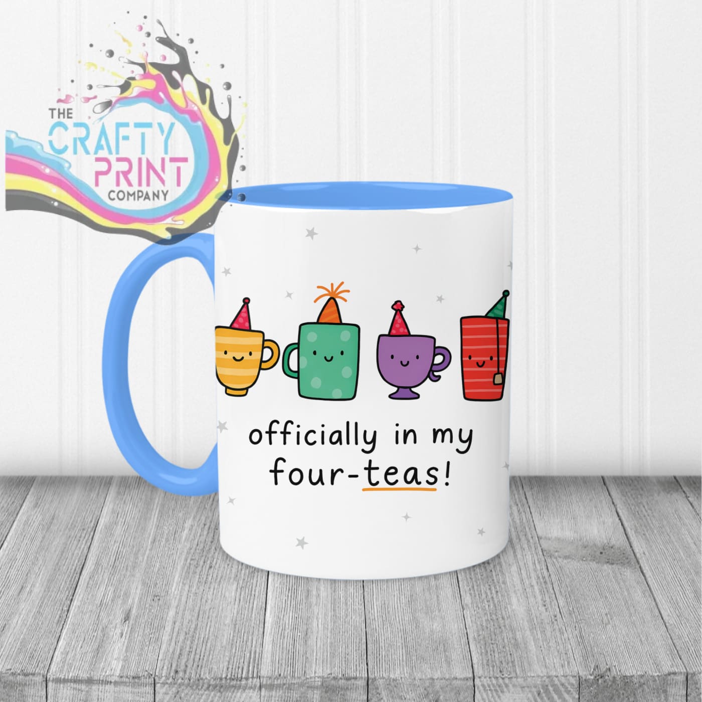 Officially in my Four-Teas Mug - Blue Handle & Inner - Mugs